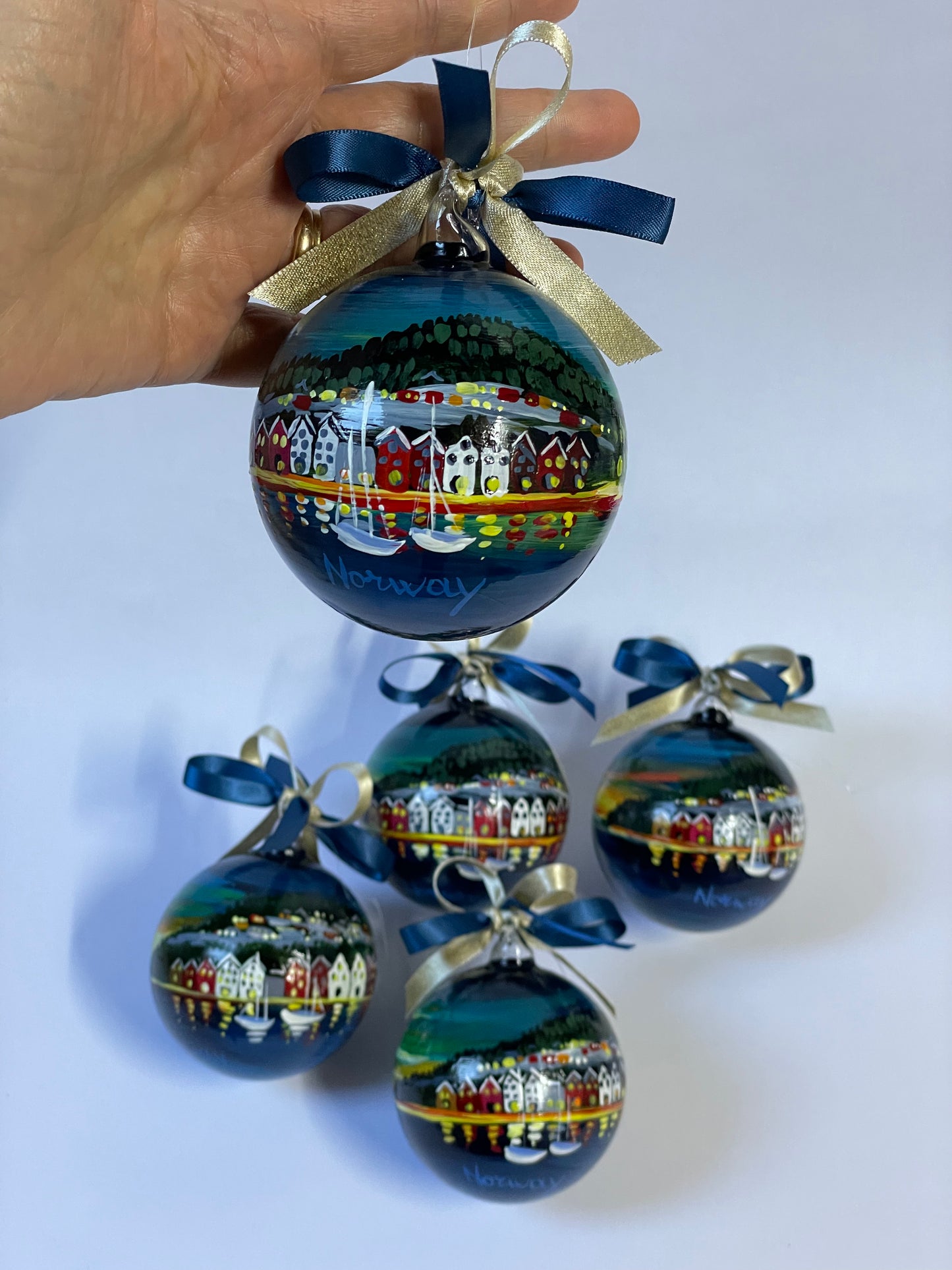 Norway, Fjords - Hand-Painted Glass Ornament | Scandinavia Souvenir