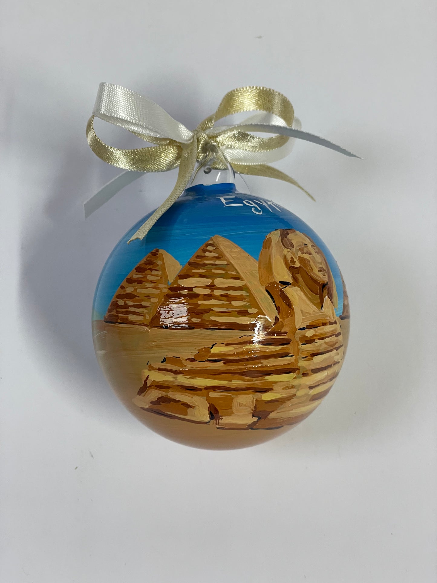 Egypt, Pyramids of Giza – Hand-Painted Glass Ornament | Africa Souvenir