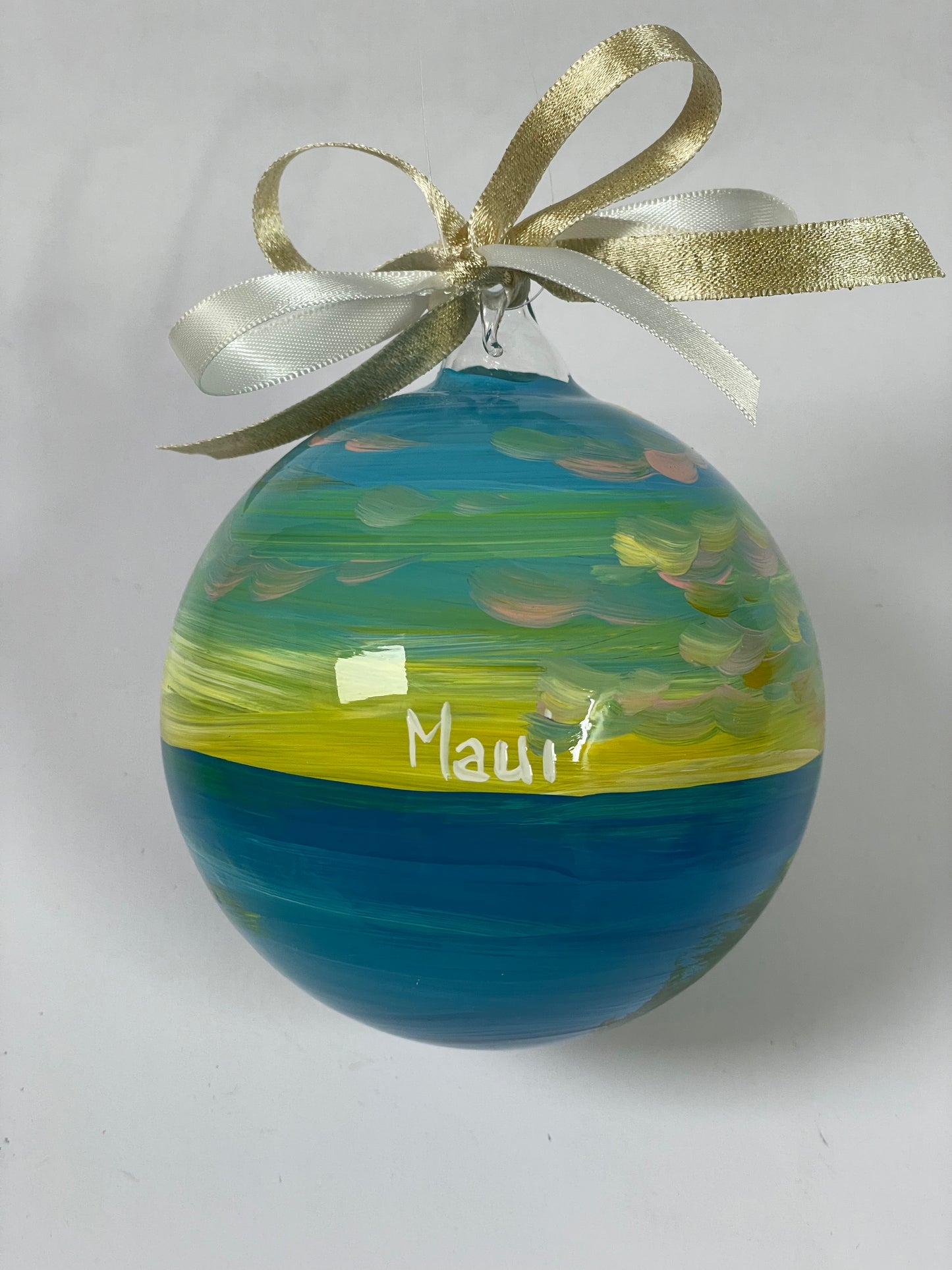 Maui, Hawaii – Ornamento in Vetro Dipinto a Mano | Souvenir Tropicale