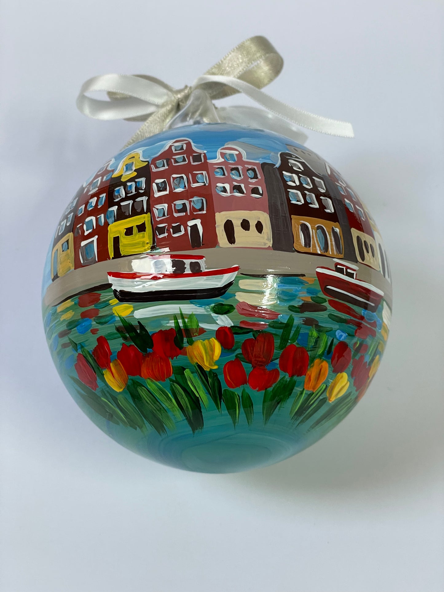 Amsterdam, Olanda – Ornamento in Vetro Dipinto a Mano | Souvenir Paesi Bassi