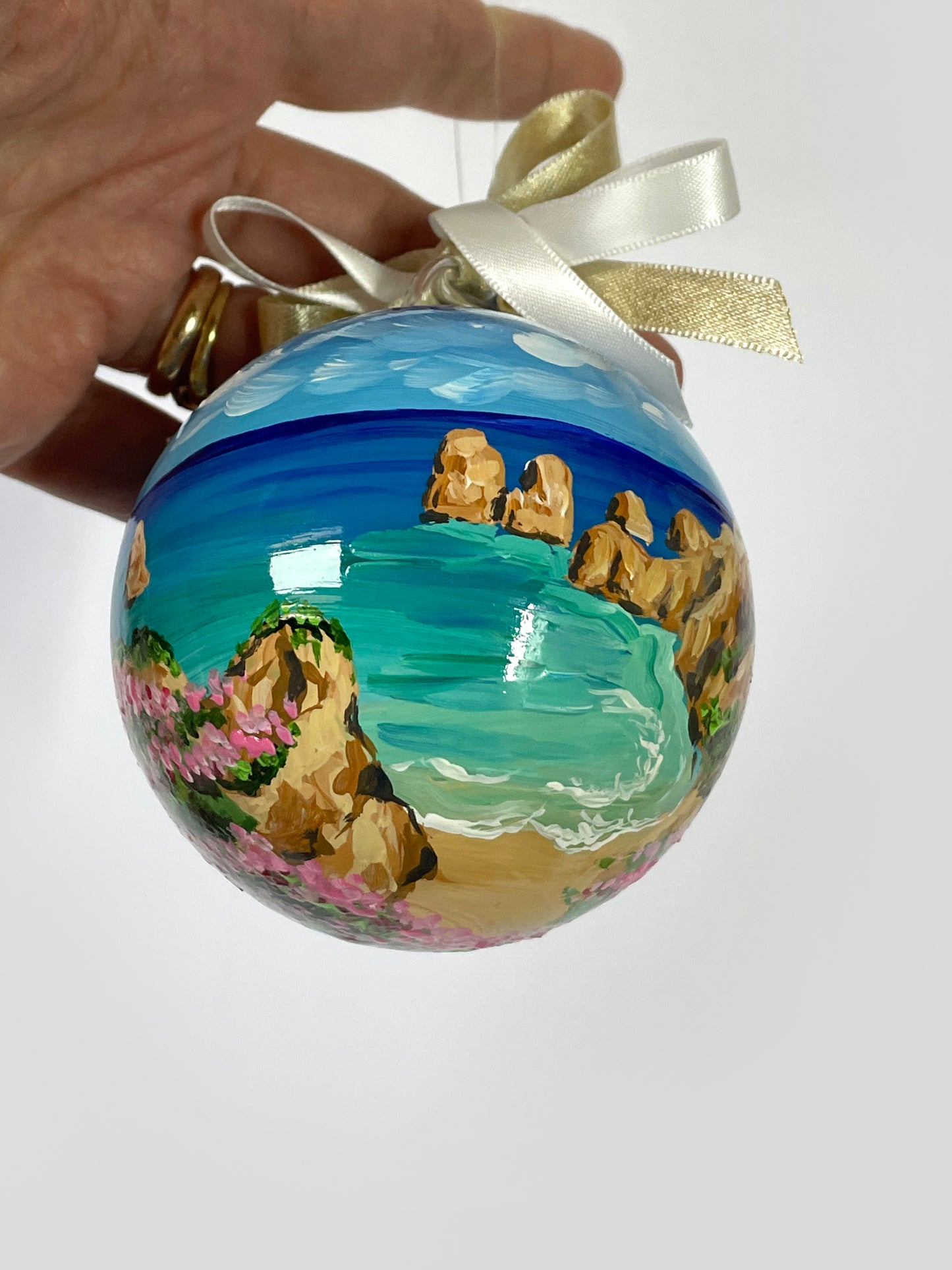 Algarve, Portogallo – Ornamento in Vetro Dipinto a Mano | Souvenir