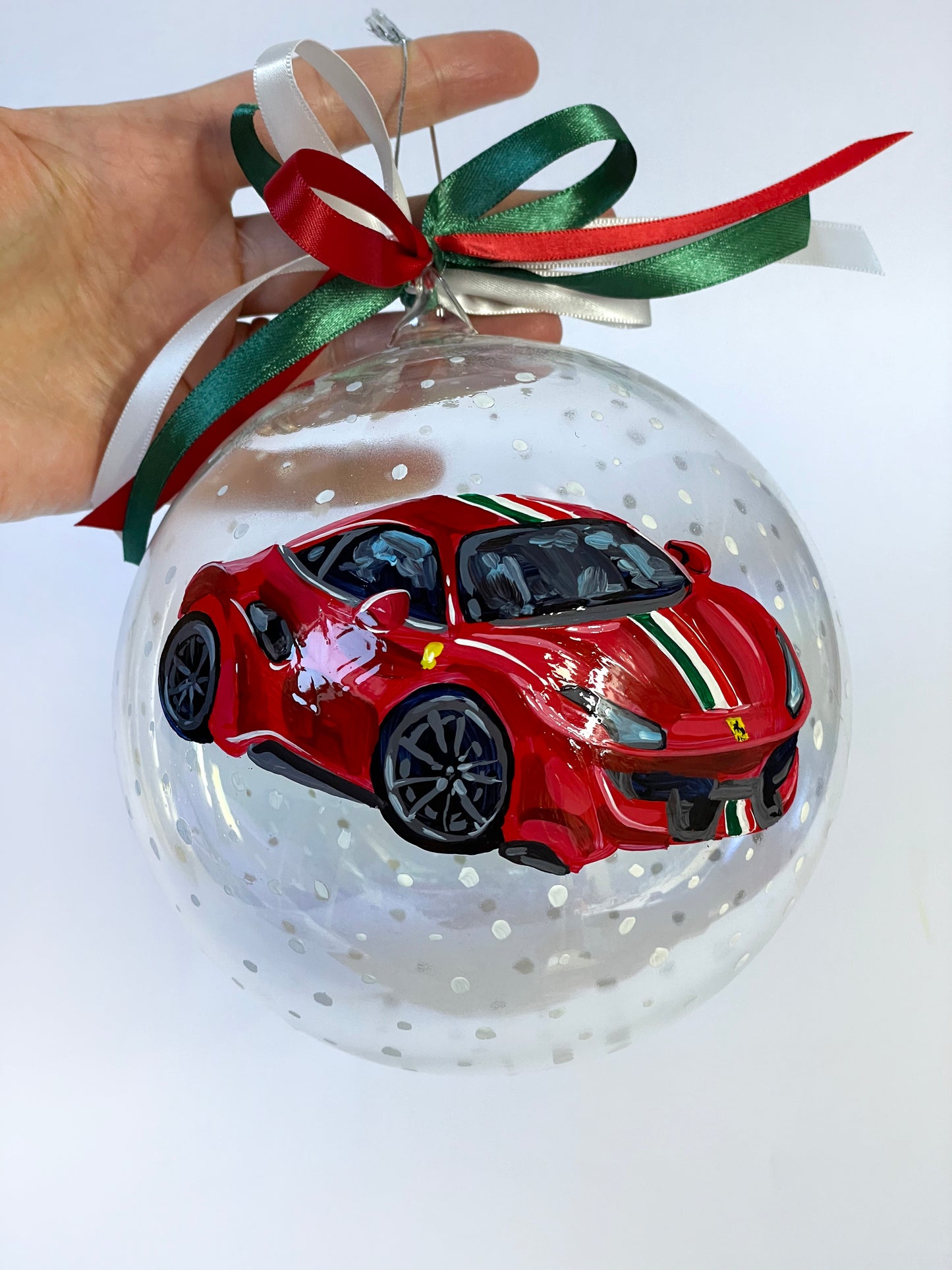 Ritratto della Tua Auto – Ornamento in Vetro Dipinto a Mano | Regalo Unico