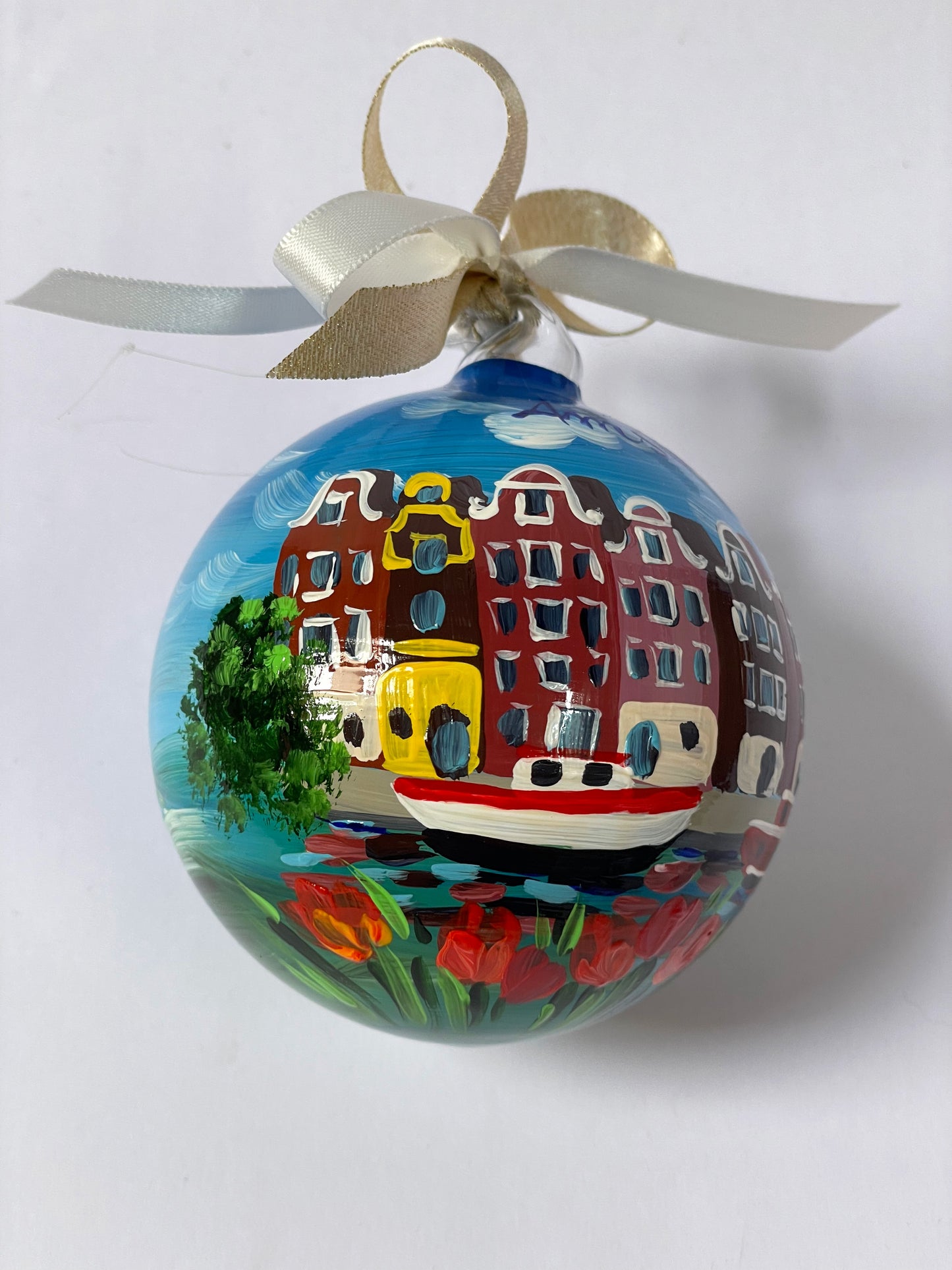 Amsterdam, Olanda – Ornamento in Vetro Dipinto a Mano | Souvenir Paesi Bassi