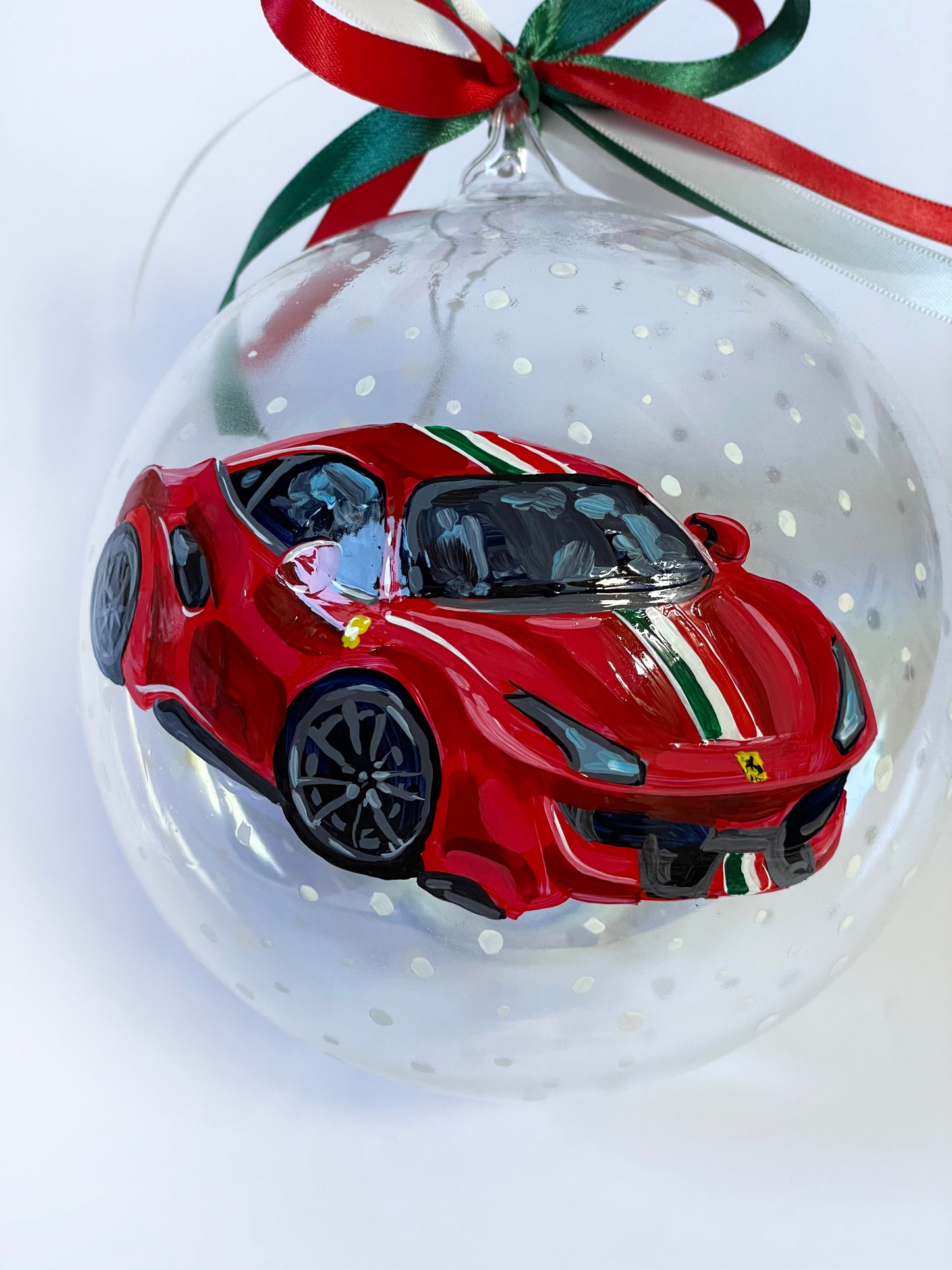 Ritratto della Tua Auto – Ornamento in Vetro Dipinto a Mano | Regalo Unico