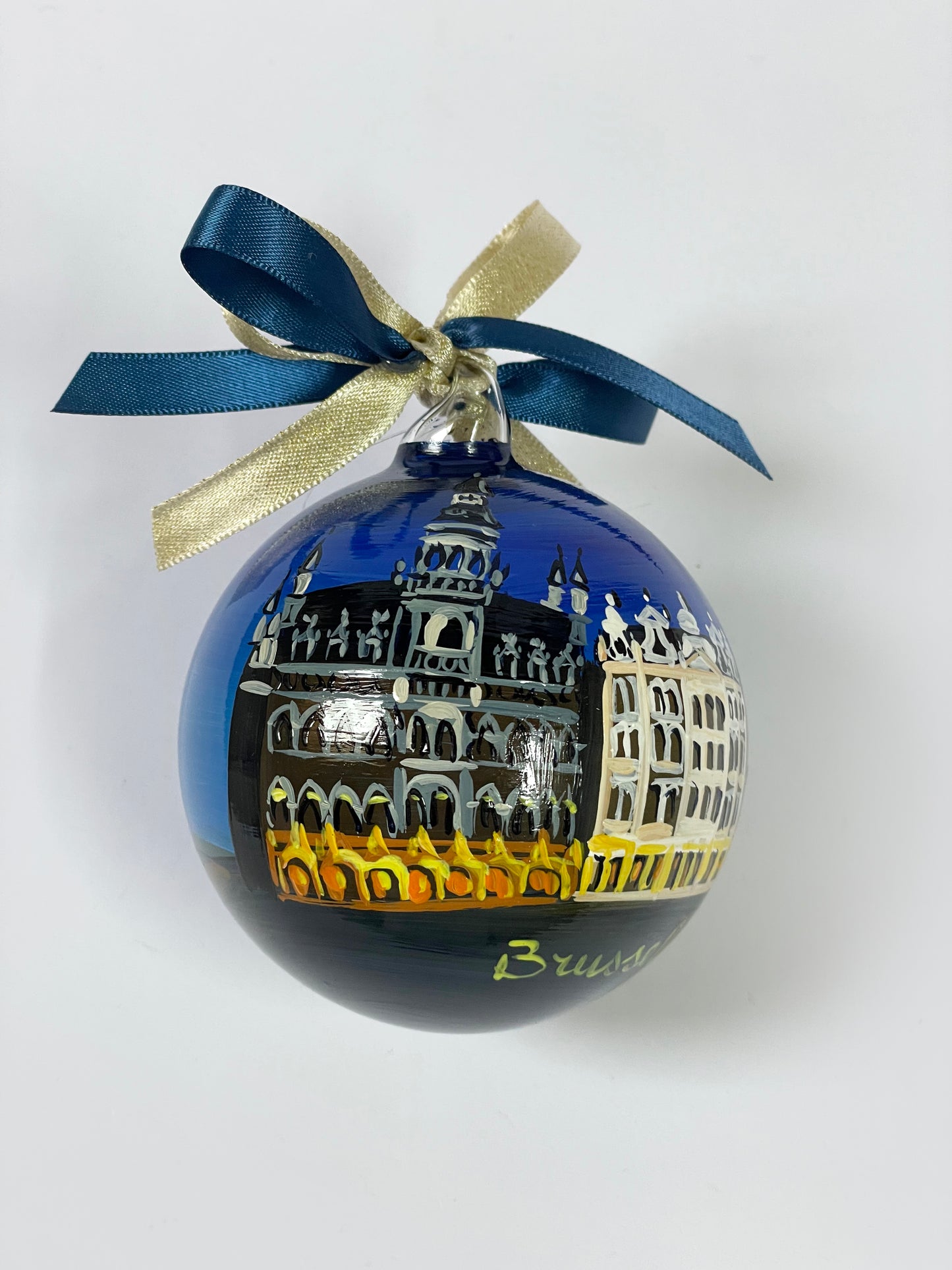 Bruxelles, Belgio – Ornamento in Vetro Dipinto a Mano | Souvenir Europa