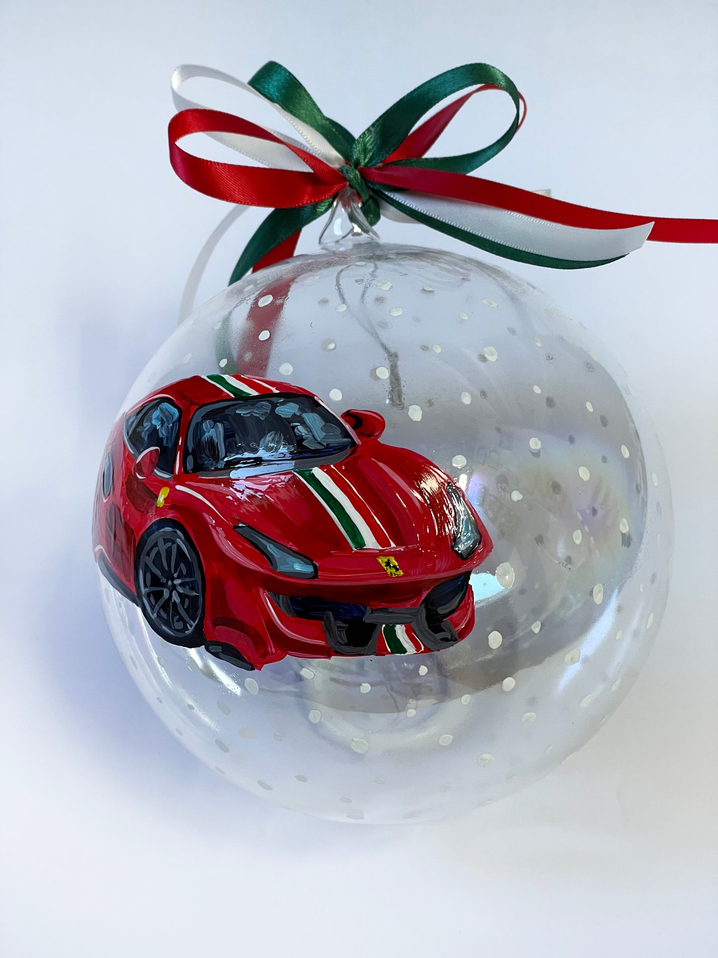 Ritratto della Tua Auto – Ornamento in Vetro Dipinto a Mano | Regalo Unico
