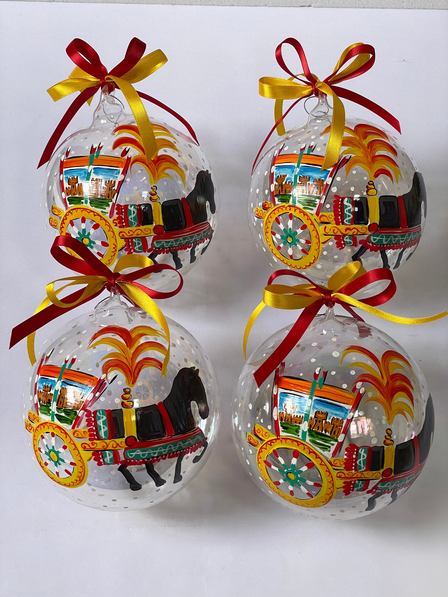 Carretto Siciliano – Ornamento in Vetro Dipinto a Mano | Regalo Sicilia