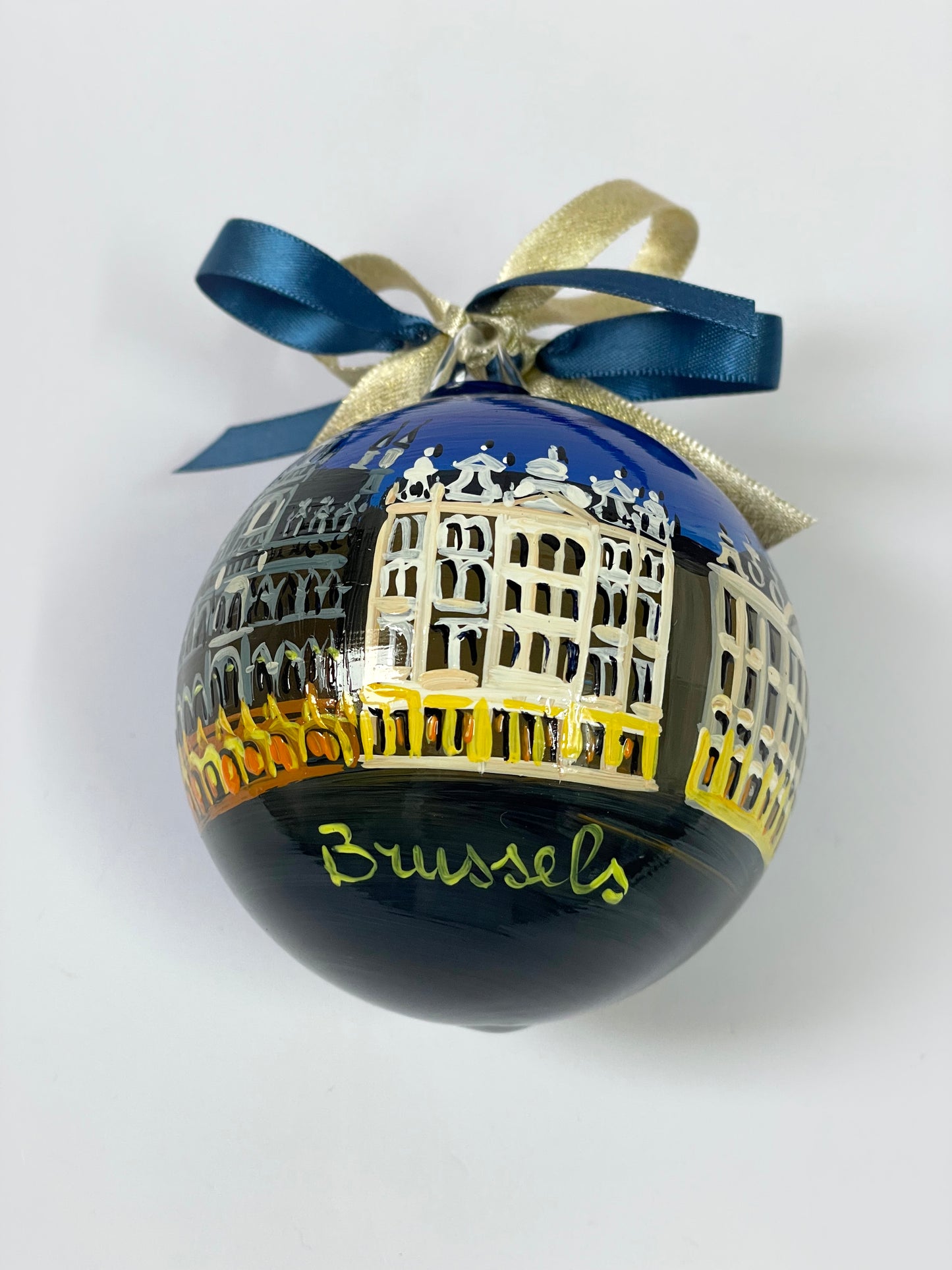 Bruxelles, Belgio – Ornamento in Vetro Dipinto a Mano | Souvenir Europa