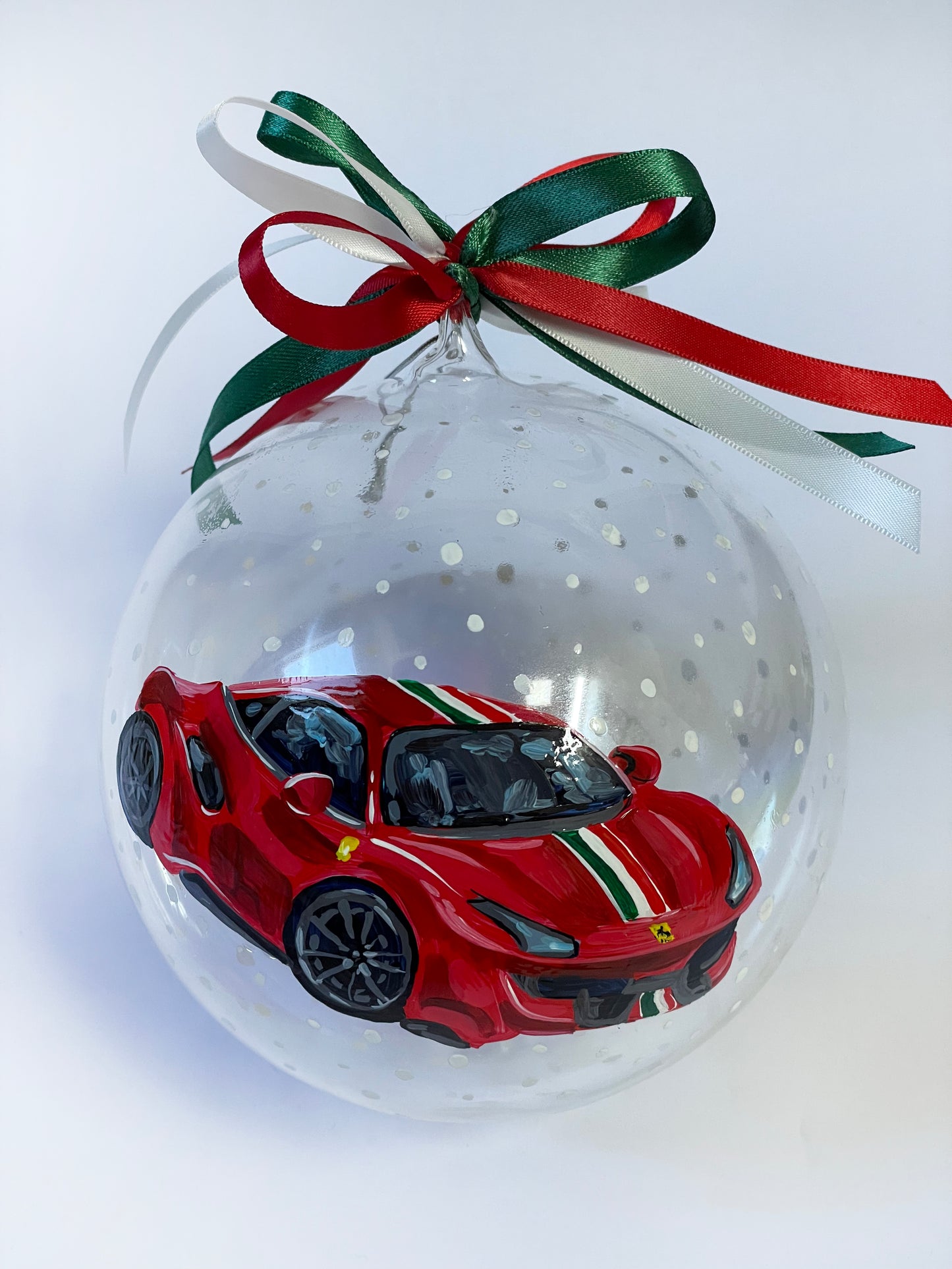 Ritratto della Tua Auto – Ornamento in Vetro Dipinto a Mano | Regalo Unico