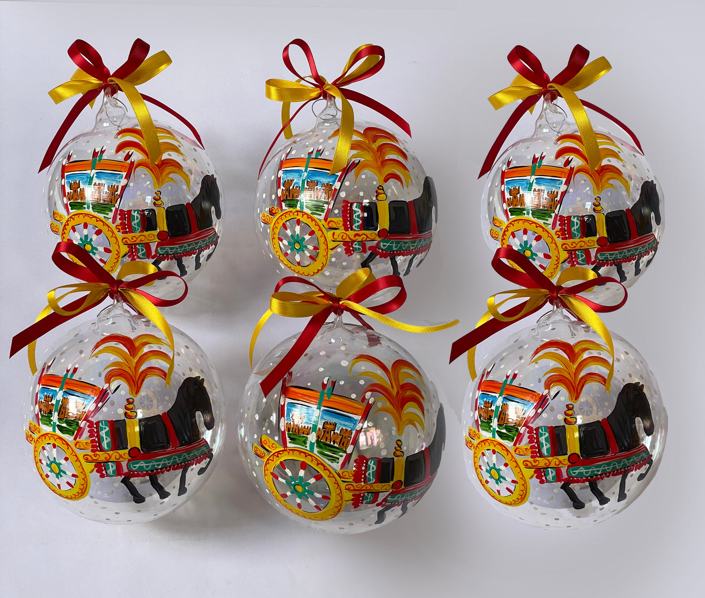 Carretto Siciliano – Ornamento in Vetro Dipinto a Mano | Regalo Sicilia