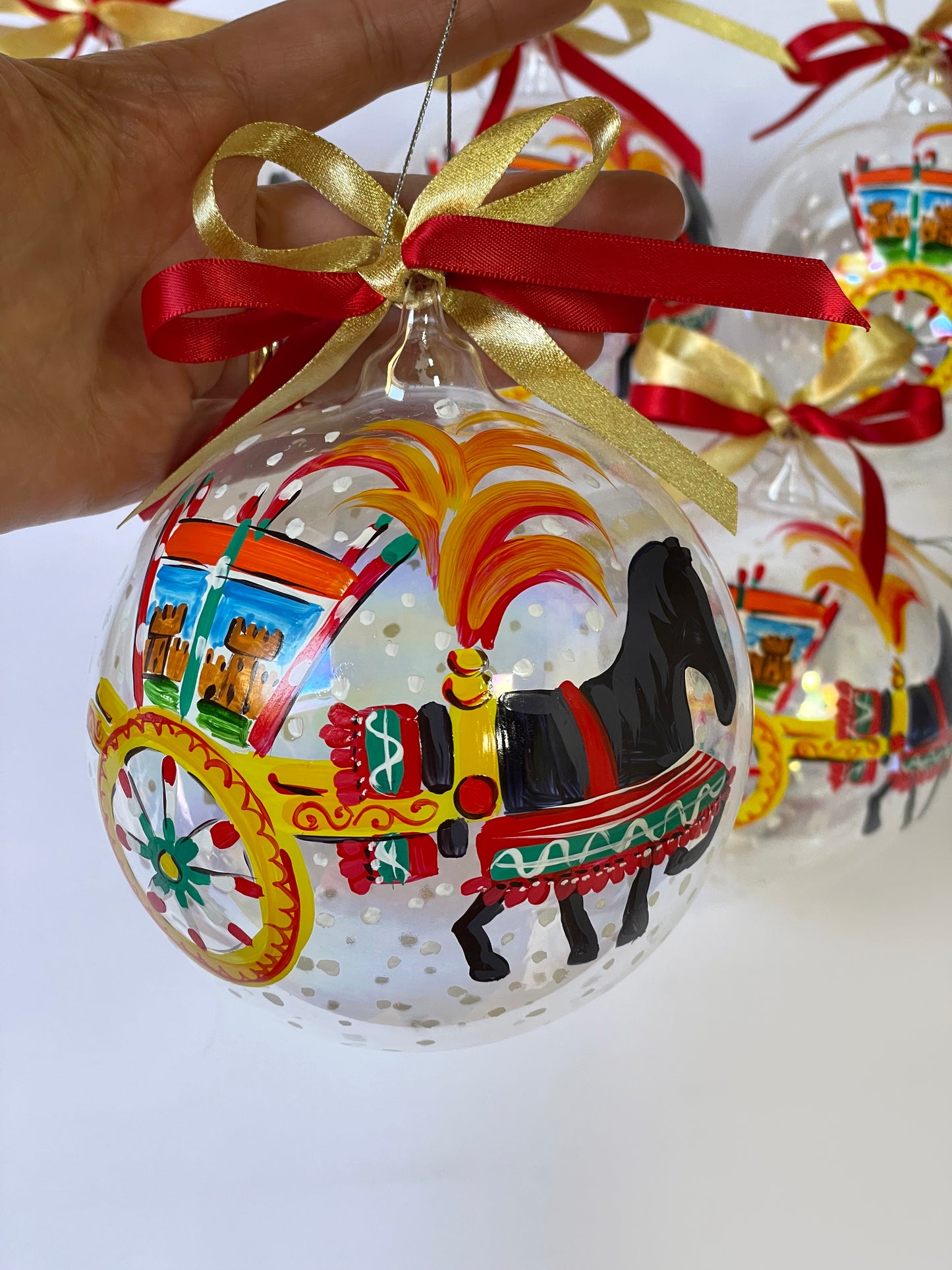 Carretto Siciliano – Ornamento in Vetro Dipinto a Mano | Regalo Sicilia