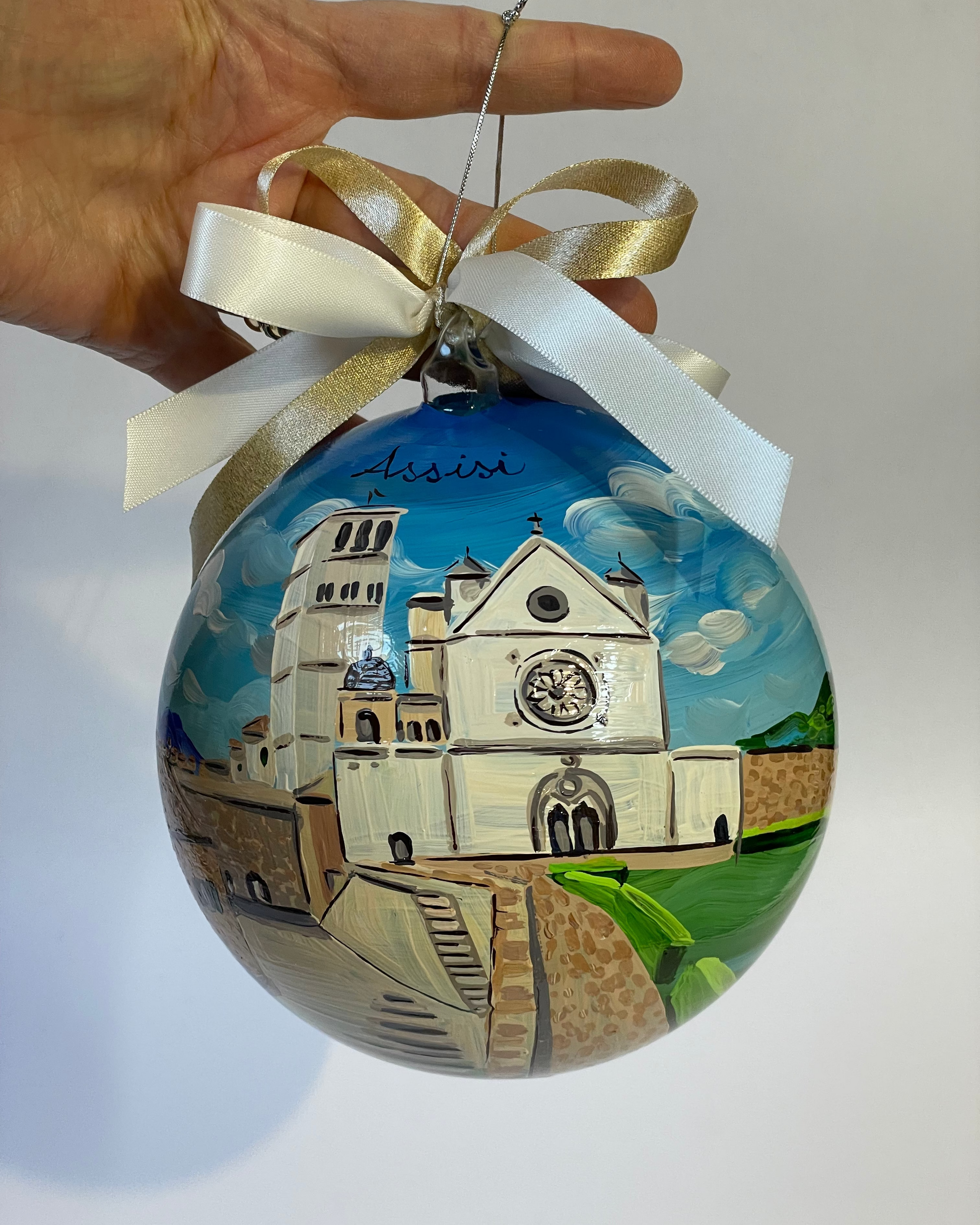 Assisi glass ornament, hand painted ball