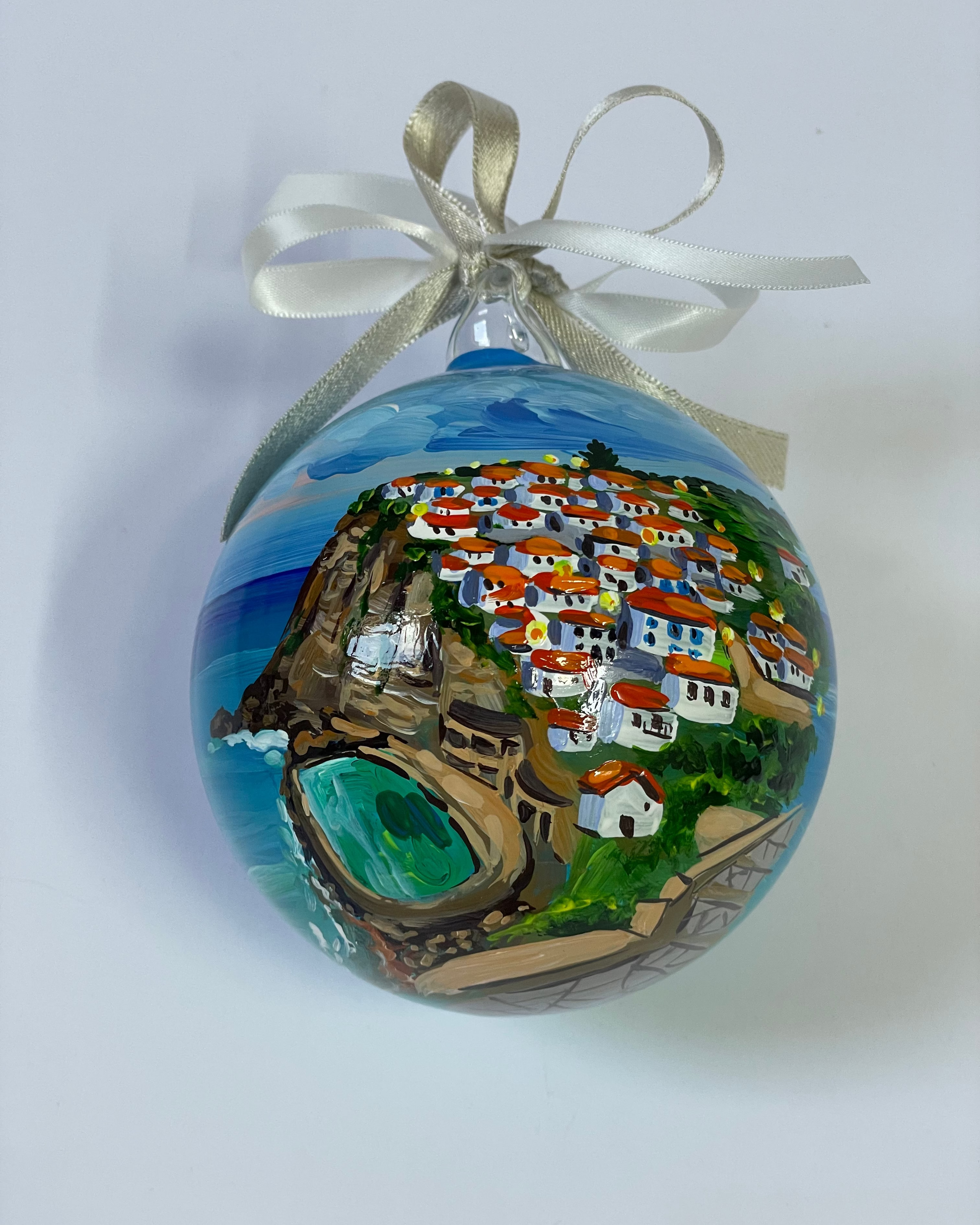 pallina di vetro dipinta a mano con un paese del Portogallo, idea regalo personalizzata