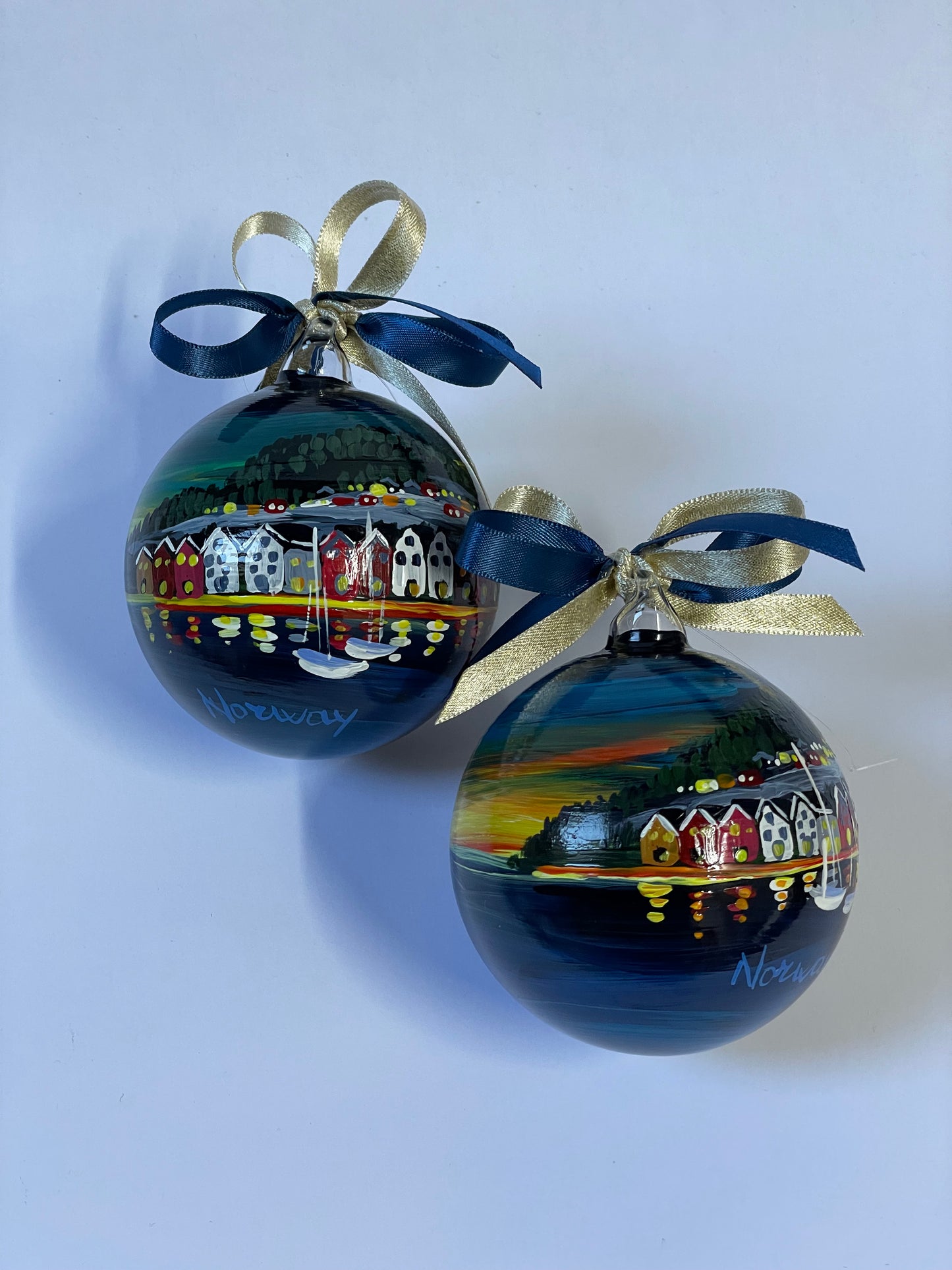 Norway, Fjords - Hand-Painted Glass Ornament | Scandinavia Souvenir