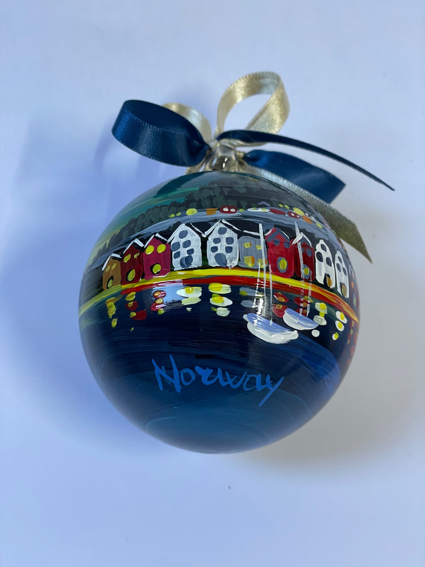 Norway, Fjords - Hand-Painted Glass Ornament | Scandinavia Souvenir