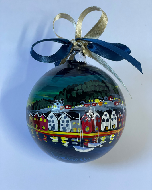 Norvegia, Fiordi – Ornamento in Vetro Dipinto a Mano | Souvenir Scandinavia