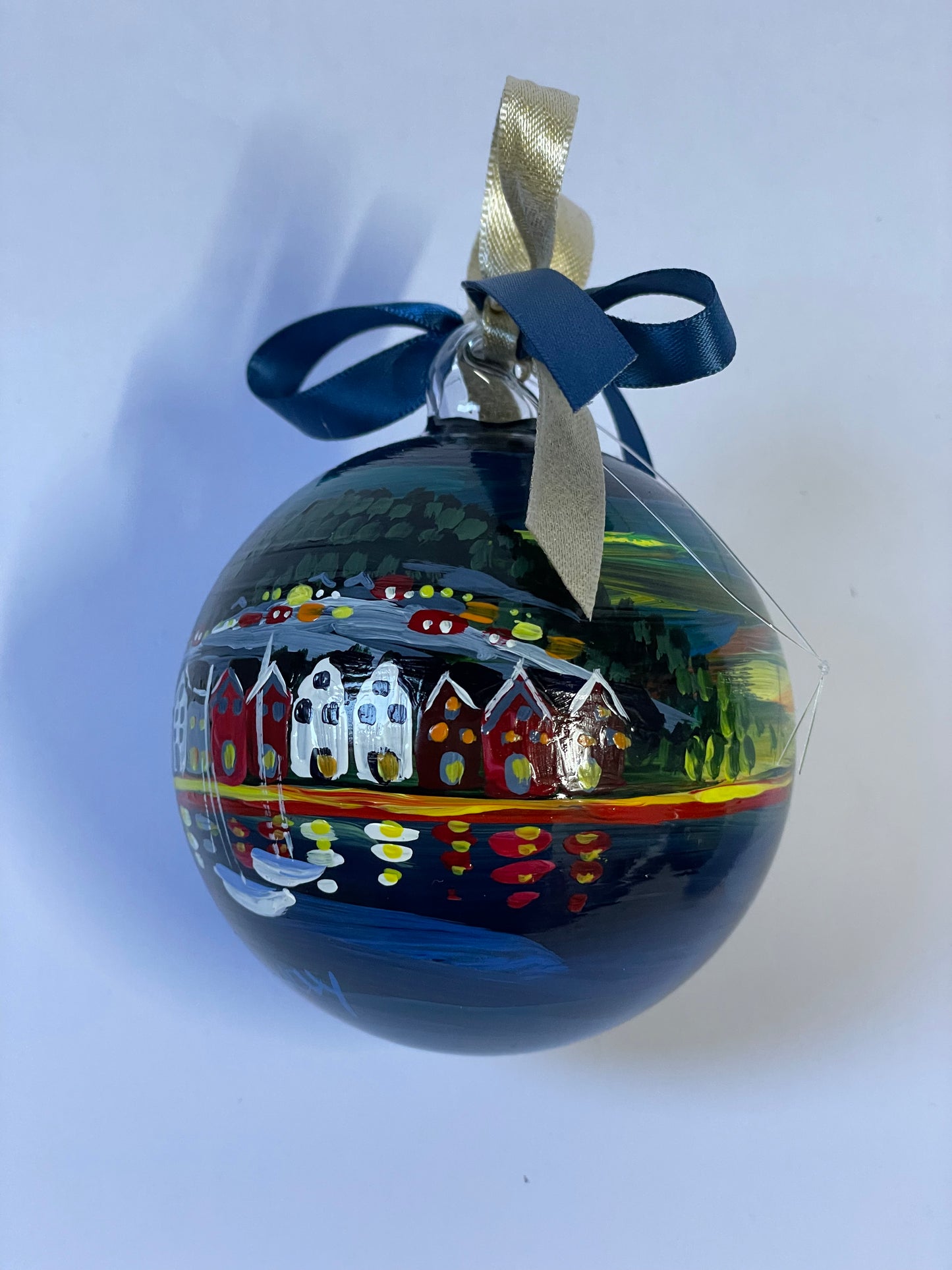 Norway, Fjords - Hand-Painted Glass Ornament | Scandinavia Souvenir