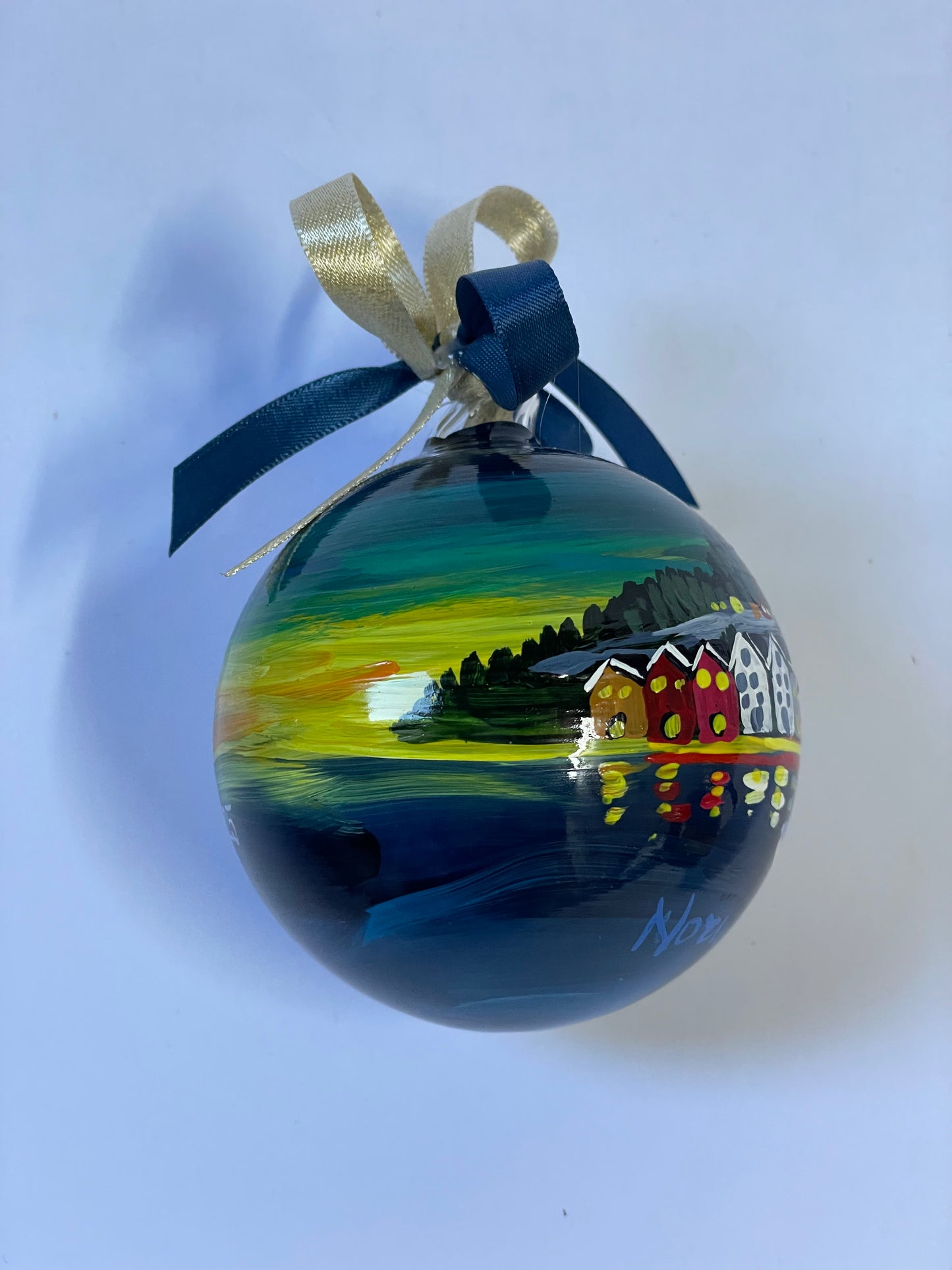 Norway, Fjords - Hand-Painted Glass Ornament | Scandinavia Souvenir