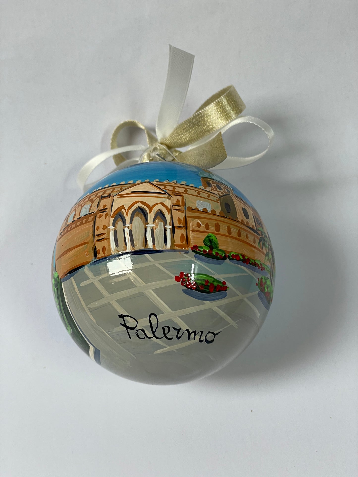 Palermo Cathedral – Hand-Painted Glass Ornament | Sicily Souvenir