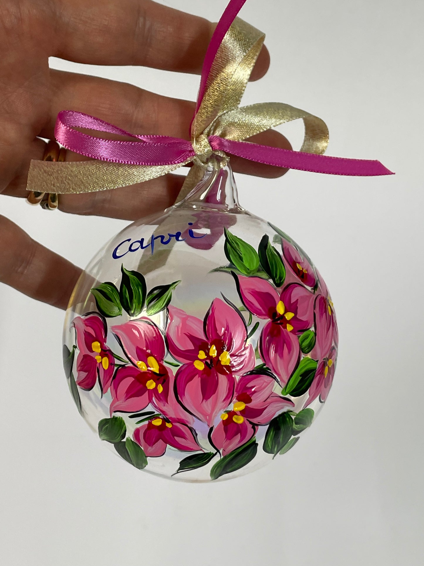 Buganvillee – Ornamento in Vetro Dipinto a Mano | Souvenir e Bomboniera Costiera