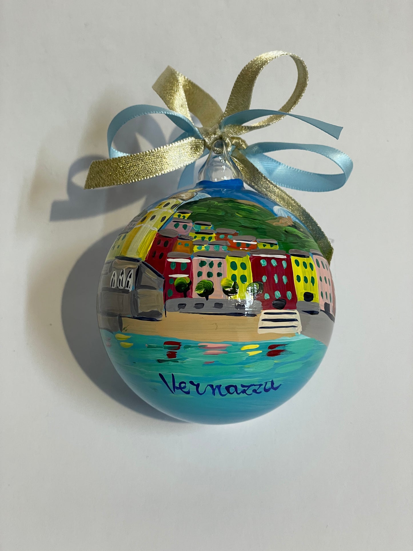 Vernazza, Cinque Terre – Hand-Painted Glass Ornament | Liguria Souvenir
