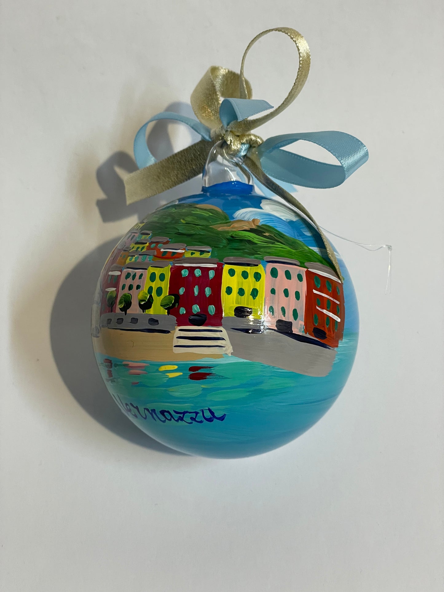 Vernazza, Cinque Terre – Hand-Painted Glass Ornament | Liguria Souvenir