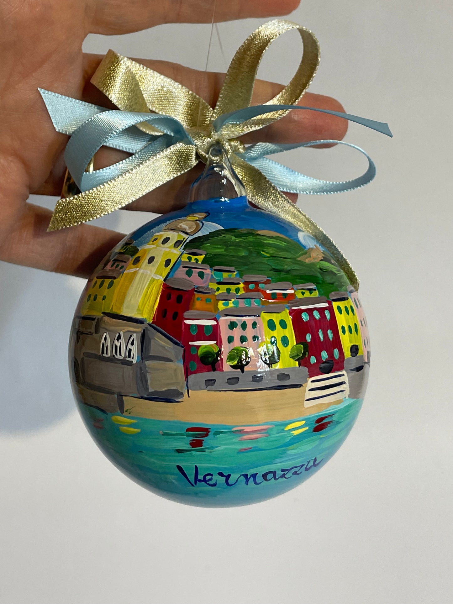 Vernazza, Cinque Terre – Hand-Painted Glass Ornament | Liguria Souvenir