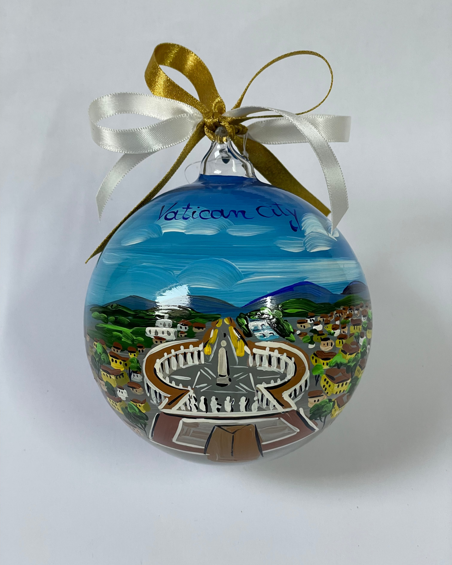 Città del Vaticano, Piazza San Pietro – Ornamento in Vetro Dipinto a Mano | Souvenir Roma