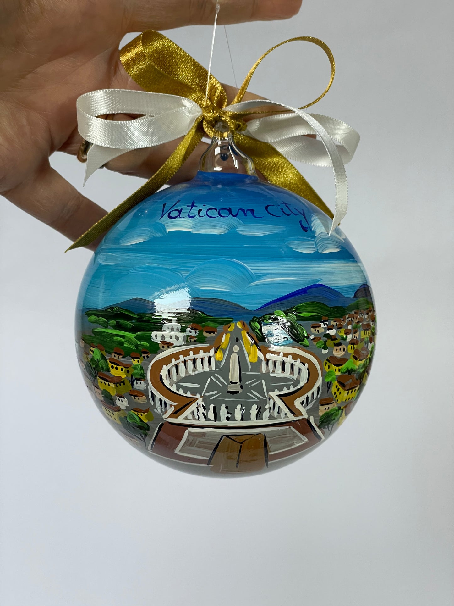 Città del Vaticano, Piazza San Pietro – Ornamento in Vetro Dipinto a Mano | Souvenir Roma