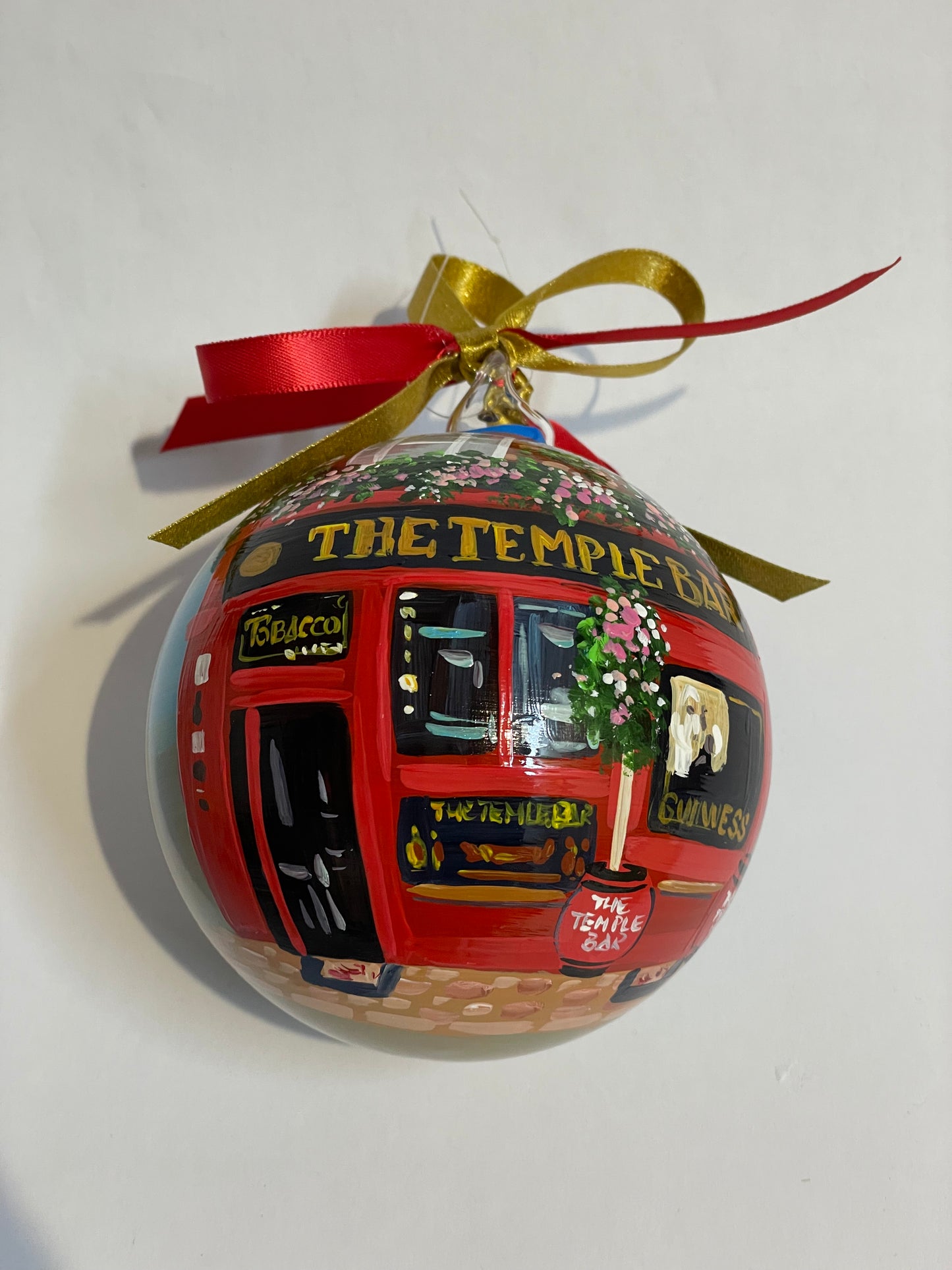 Temple Bar, Dublino – Ornamento in Vetro Dipinto a Mano | Souvenir Irlanda