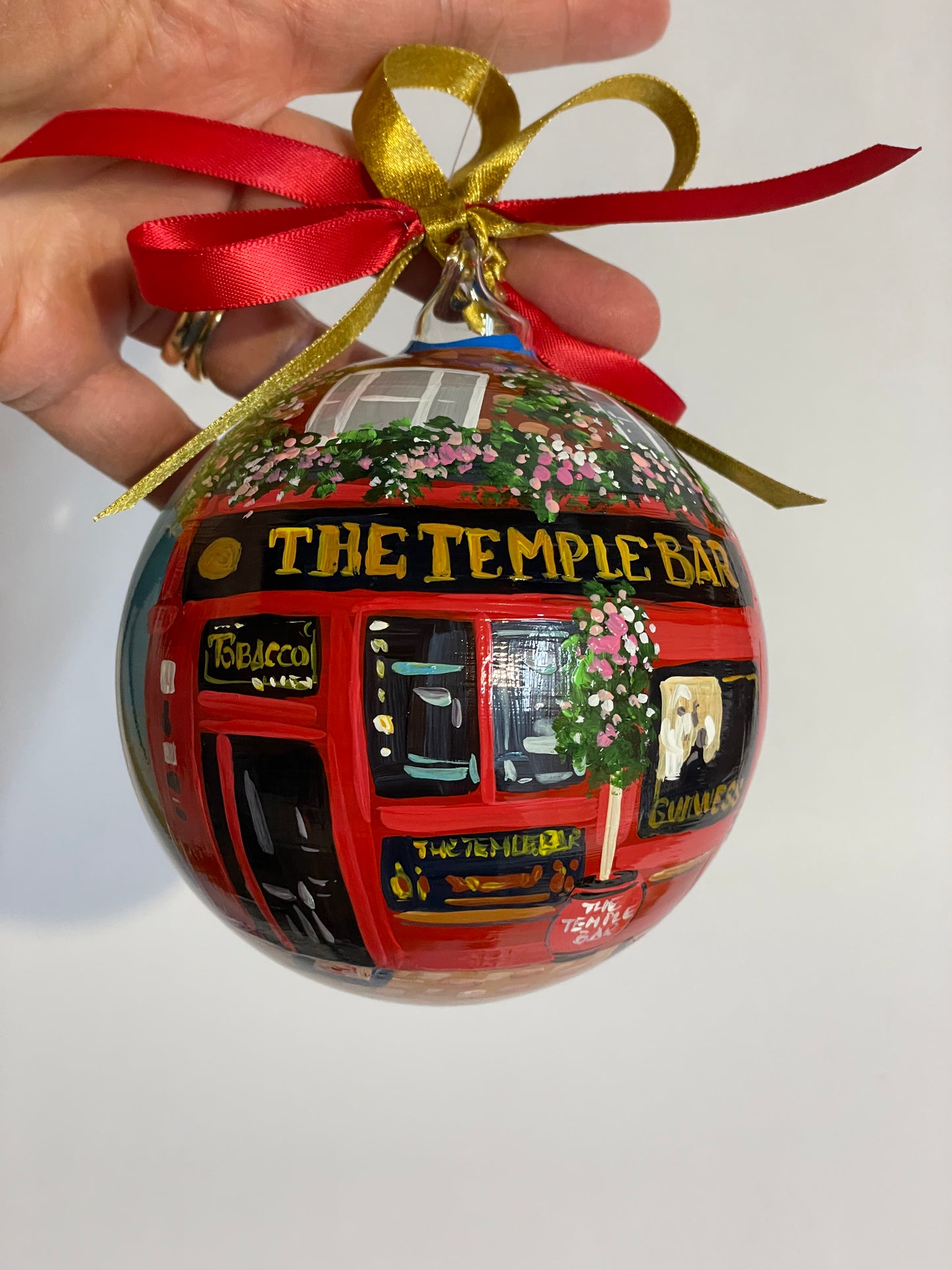 Temple Bar, Dublino – Ornamento in Vetro Dipinto a Mano | Souvenir Irlanda