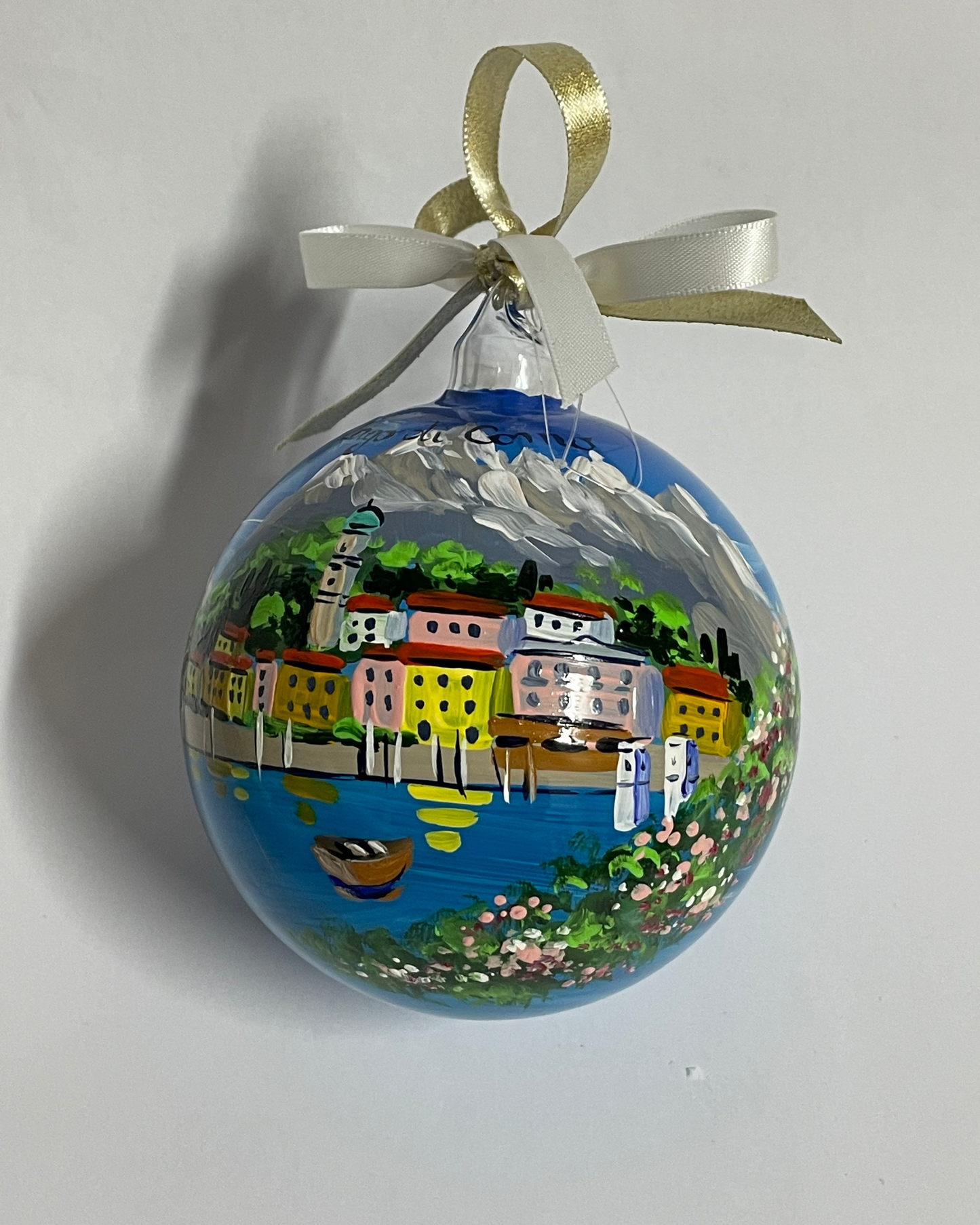 Bellagio, Lago di Como – Ornamento in Vetro Dipinto a Mano | Souvenir Lombardia