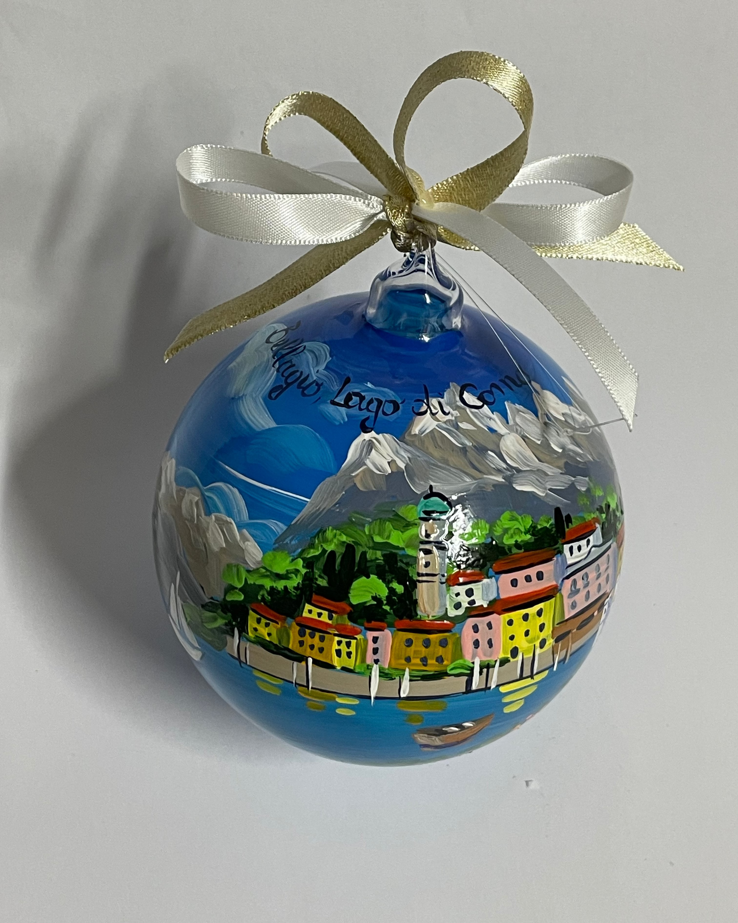 Bellagio, Lago di Como – Ornamento in Vetro Dipinto a Mano | Souvenir Lombardia