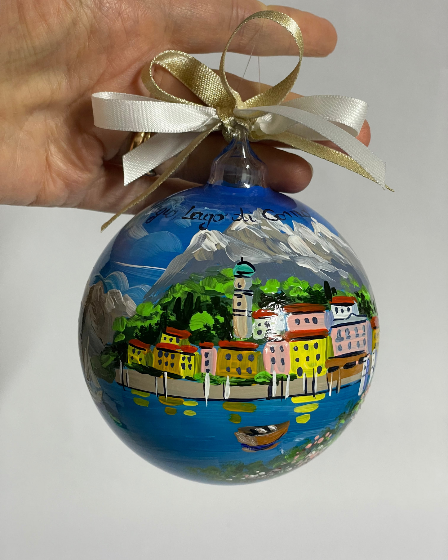 Bellagio, Lago di Como – Ornamento in Vetro Dipinto a Mano | Souvenir Lombardia
