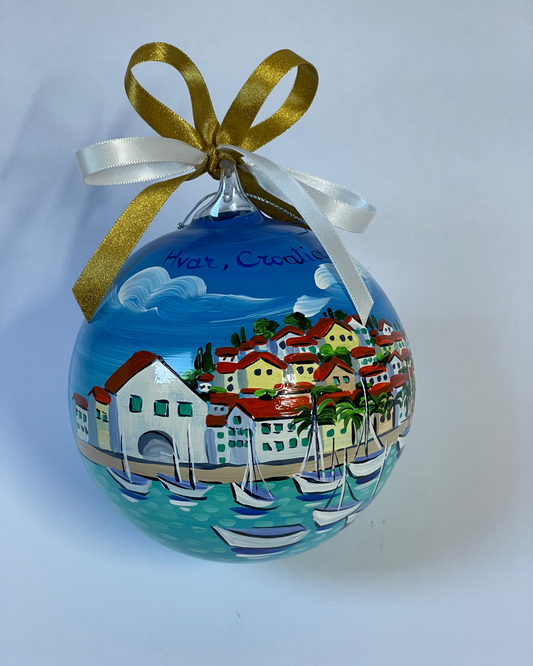 Hvar, Croazia – Ornamento in Vetro Dipinto a Mano | Souvenir Adriatico