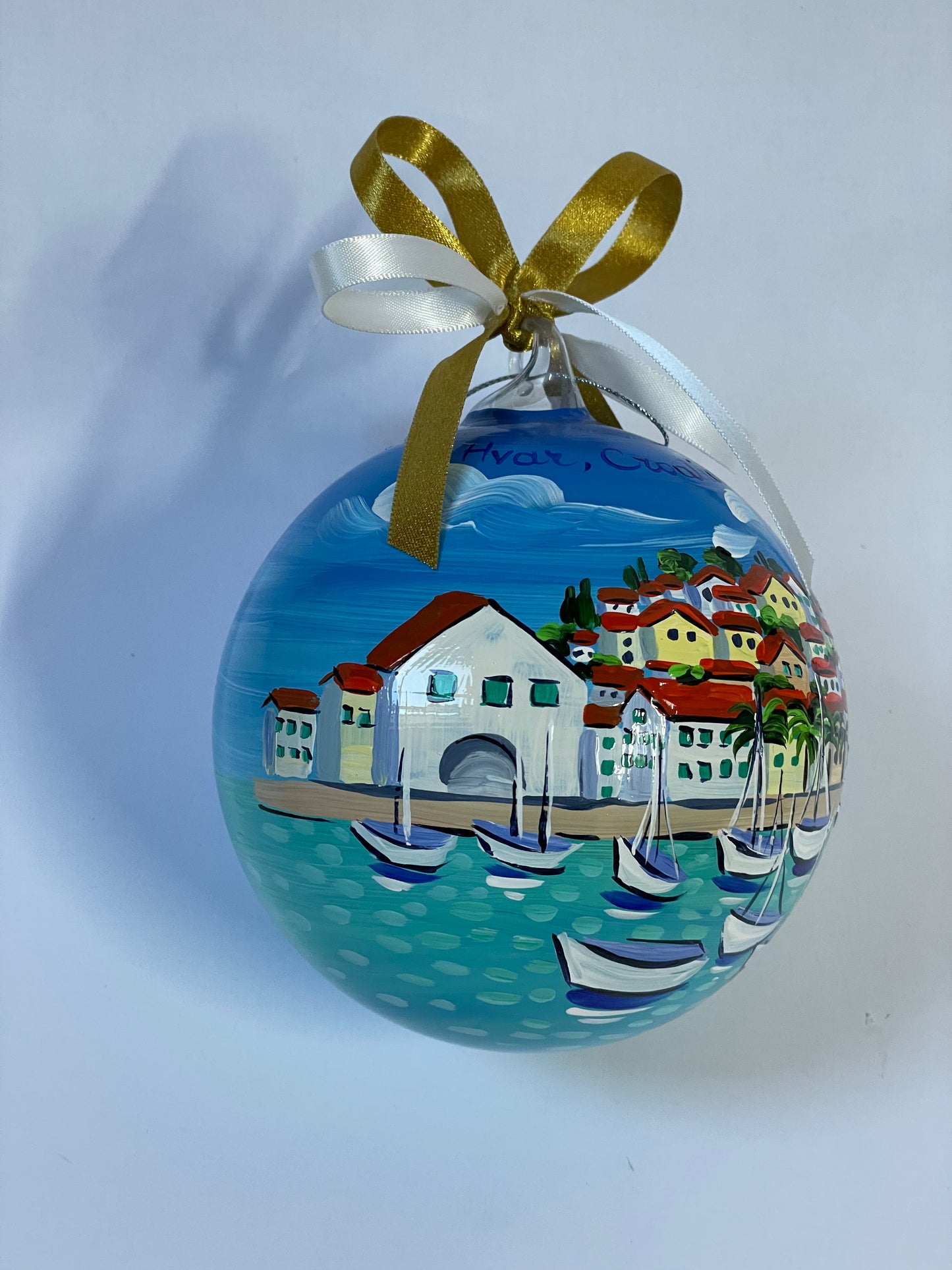 Hvar, Croatia – Hand-Painted Glass Ornament | Adriatic Souvenir