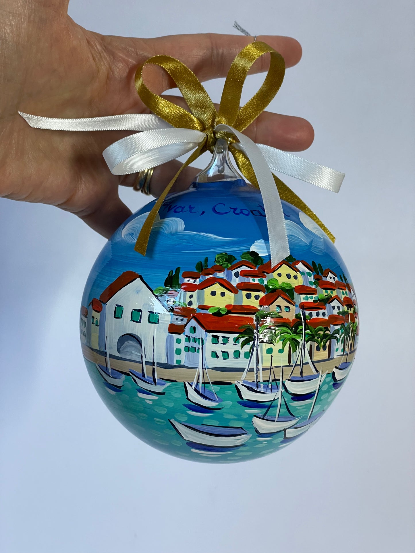 Hvar, Croatia – Hand-Painted Glass Ornament | Adriatic Souvenir