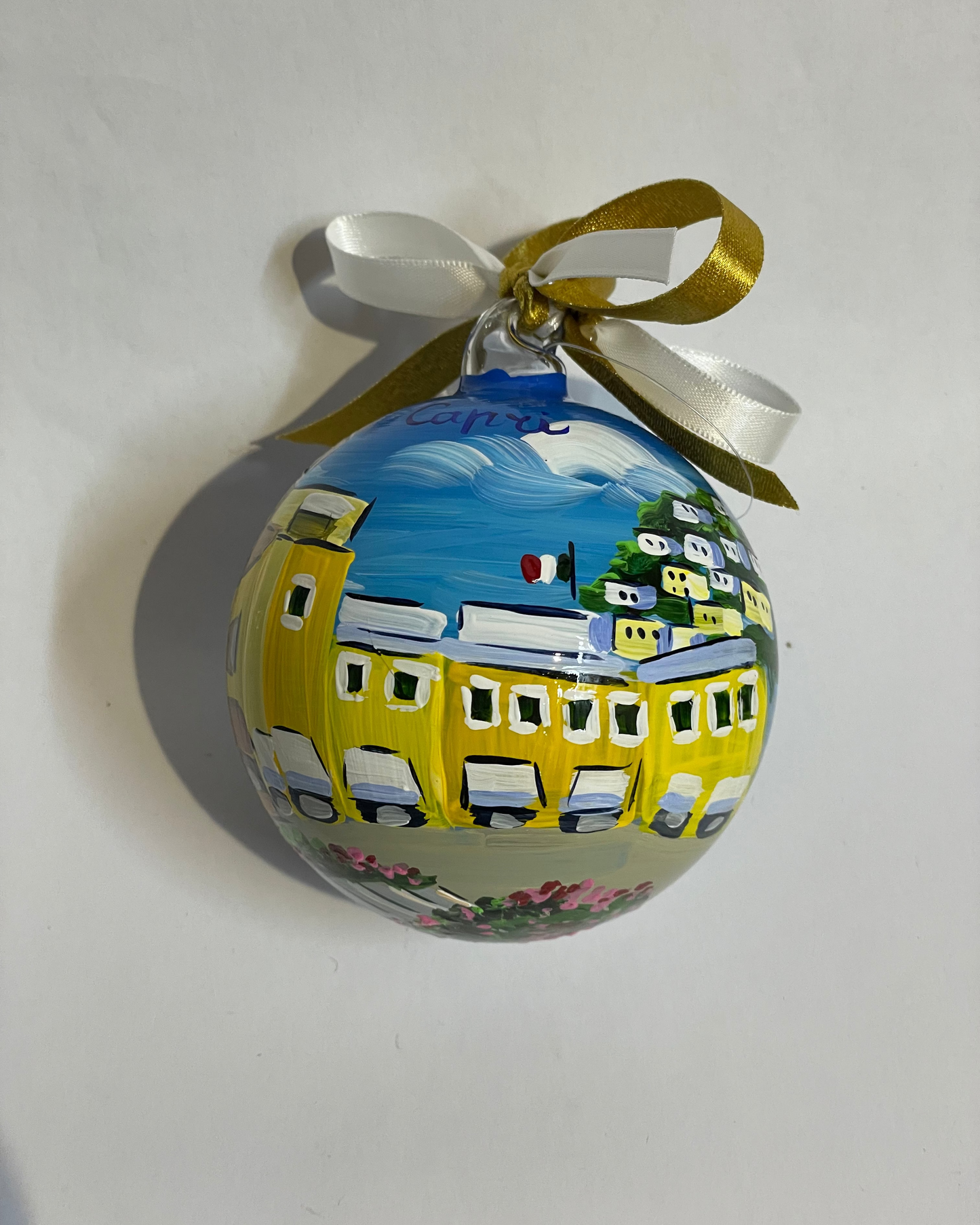Capri, Piazzetta – Hand-Painted Glass Ornament | Campania Souvenir