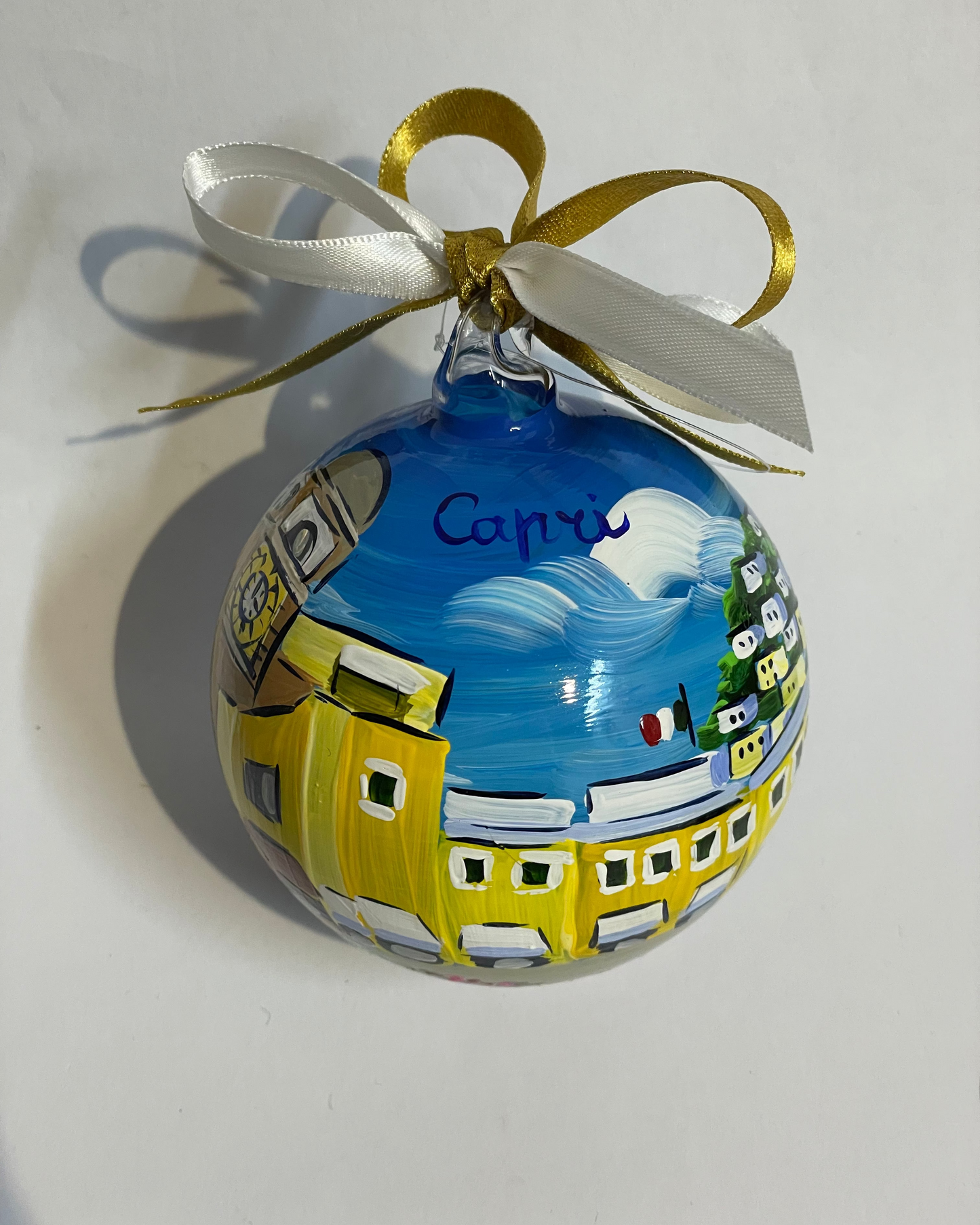 Capri, Piazzetta – Hand-Painted Glass Ornament | Campania Souvenir