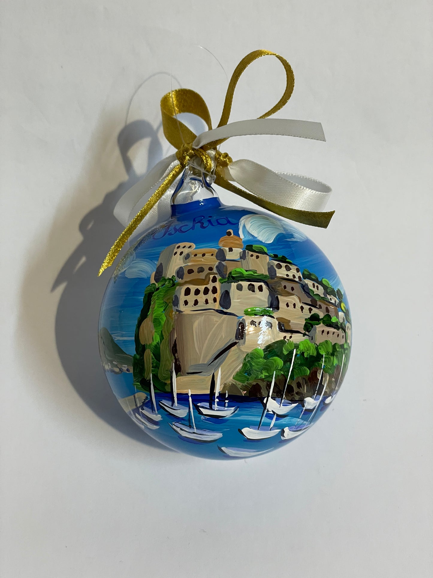 Ischia, Gulf of Naples – Hand-Painted Glass Ornament | Campania Souvenir
