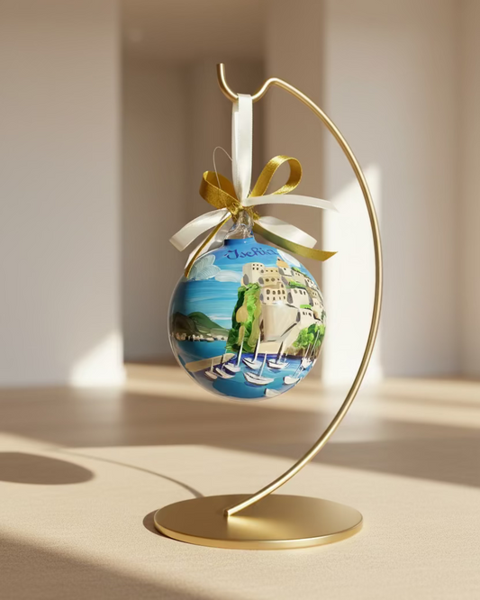 Ischia, Golfo di Napoli – Ornamento in Vetro Dipinto a Mano | Souvenir Campania