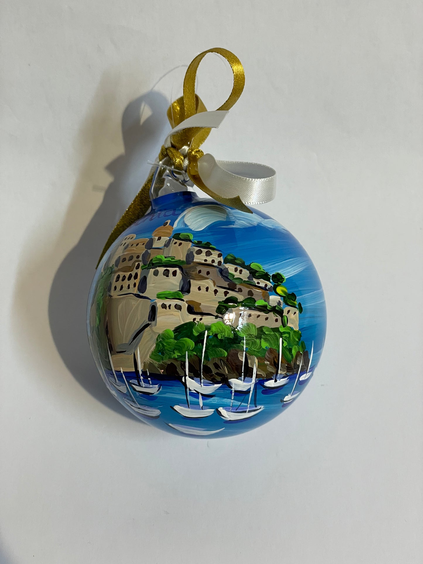 Ischia, Gulf of Naples – Hand-Painted Glass Ornament | Campania Souvenir