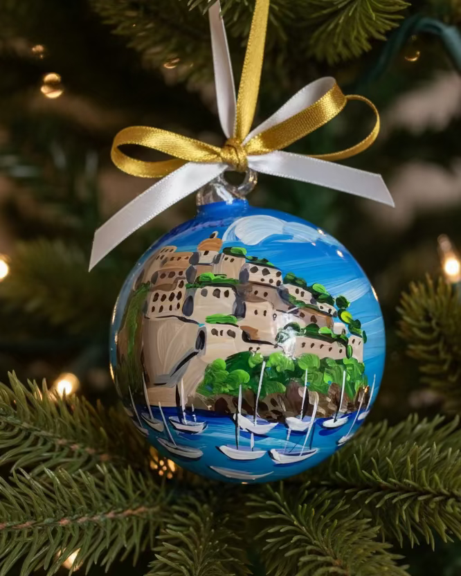 Ischia, Gulf of Naples – Hand-Painted Glass Ornament | Campania Souvenir