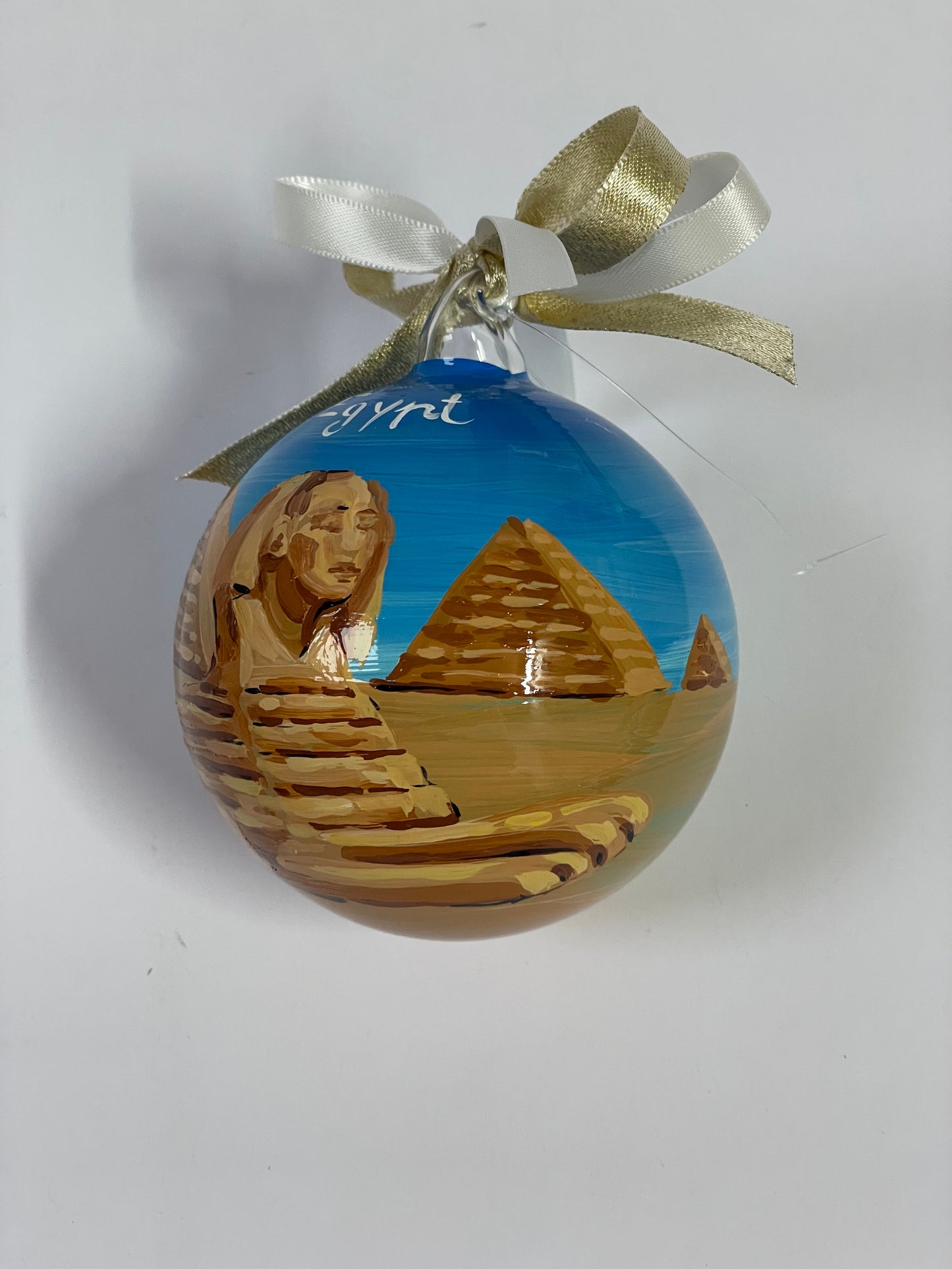 Egypt, Pyramids of Giza – Hand-Painted Glass Ornament | Africa Souvenir