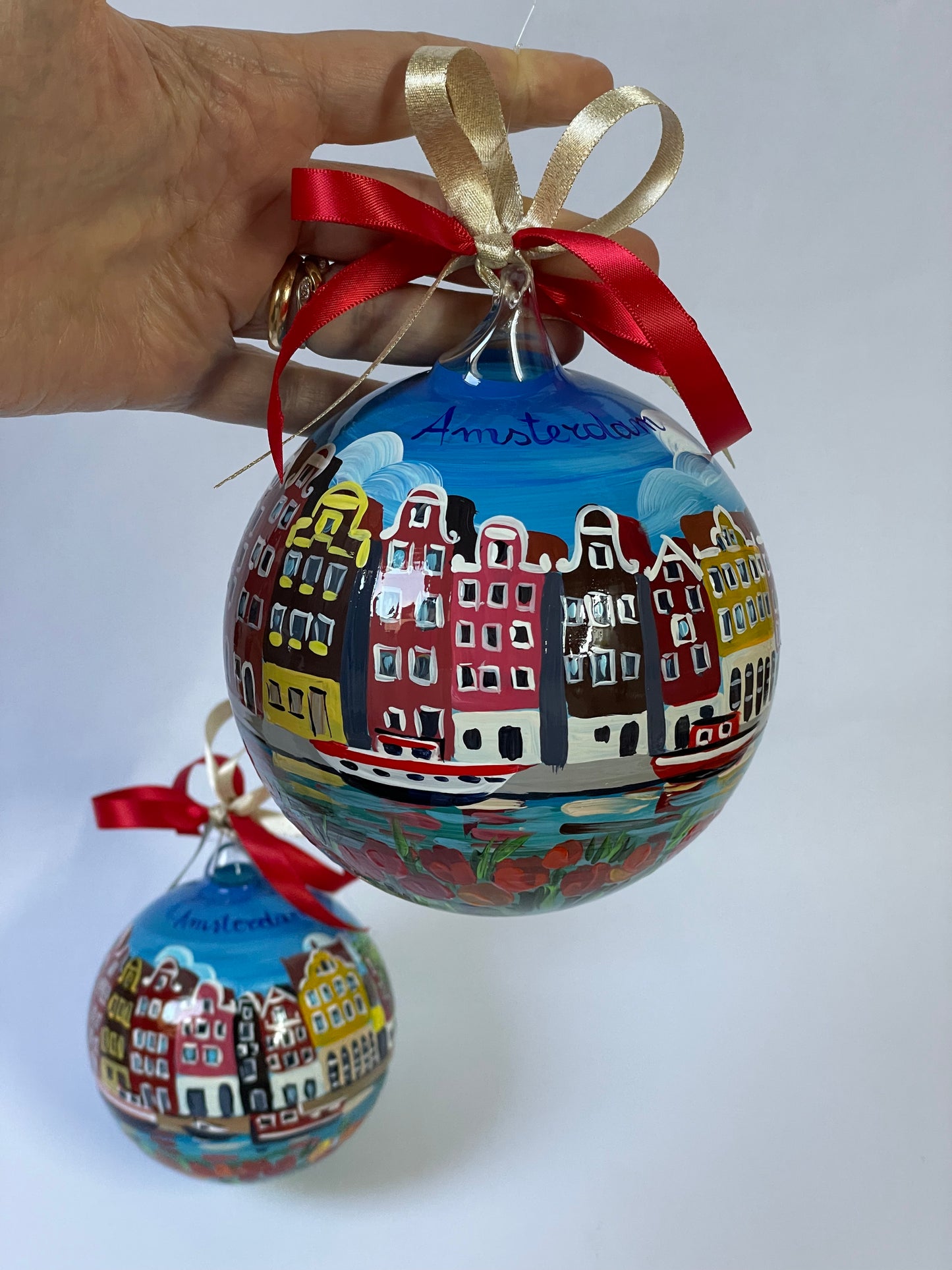 Amsterdam, Olanda – Ornamento in Vetro Dipinto a Mano | Souvenir Paesi Bassi