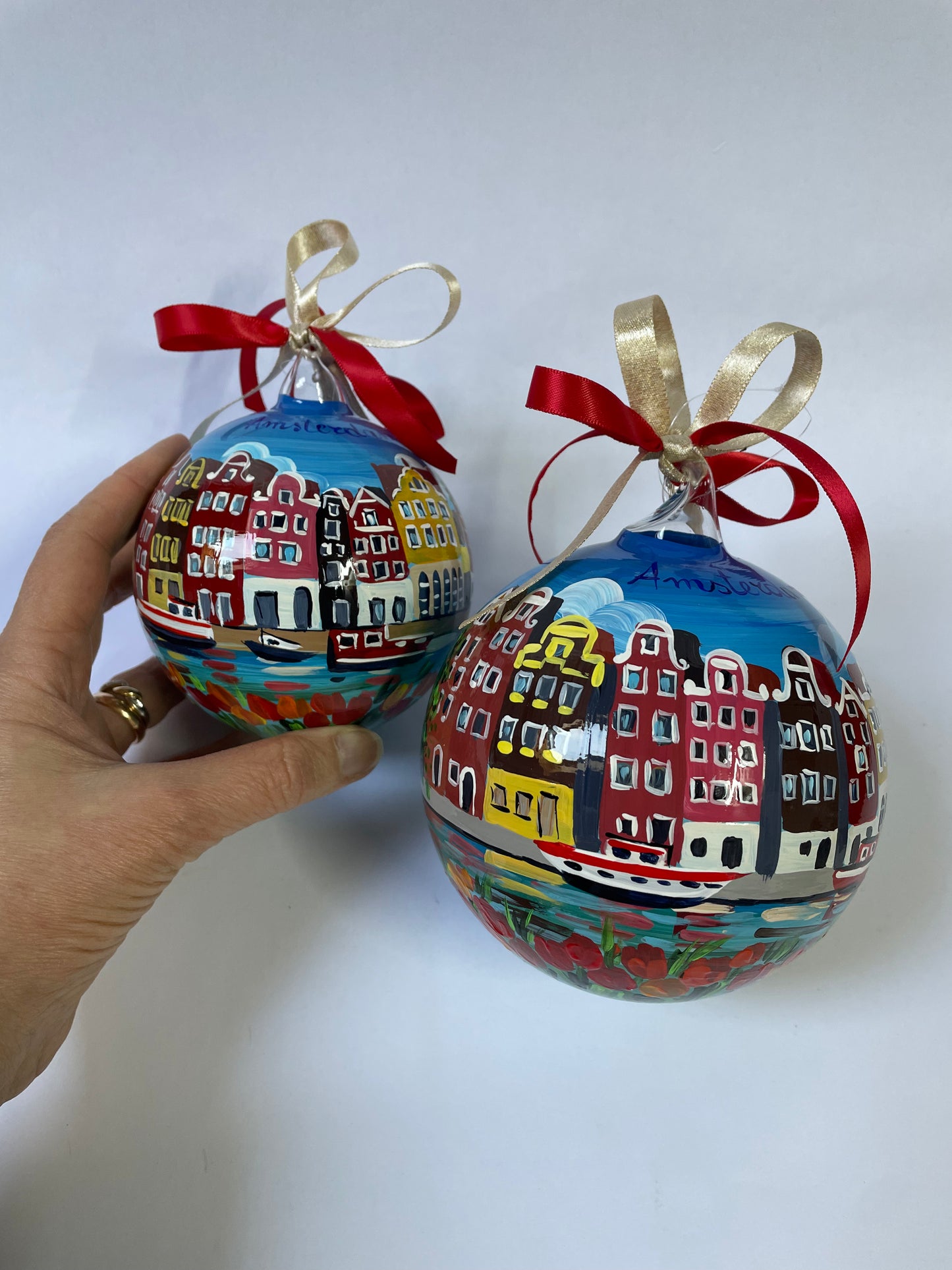 Amsterdam, Olanda – Ornamento in Vetro Dipinto a Mano | Souvenir Paesi Bassi