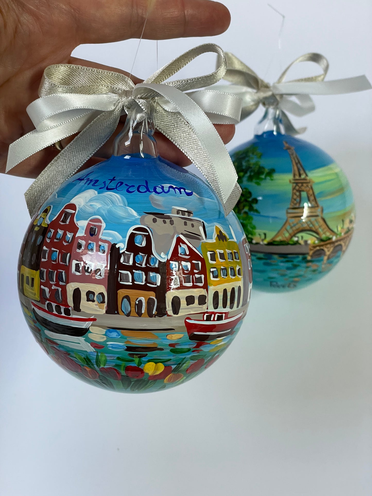 Amsterdam, Olanda – Ornamento in Vetro Dipinto a Mano | Souvenir Paesi Bassi