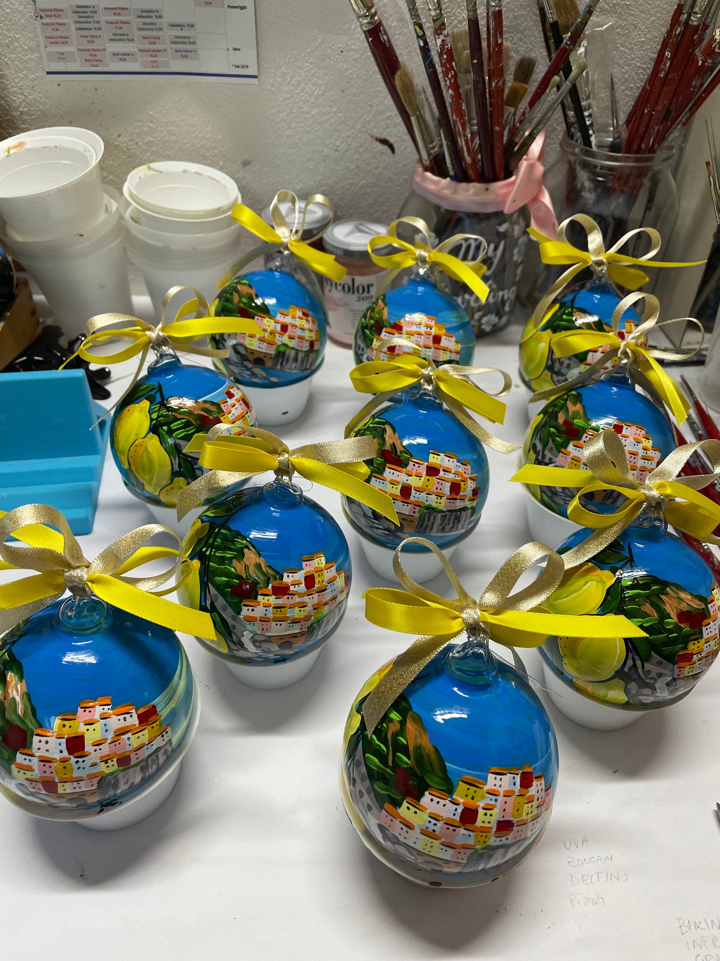 Cinque Terre, Liguria – Hand-Painted Glass Ornament | Italy Souvenir