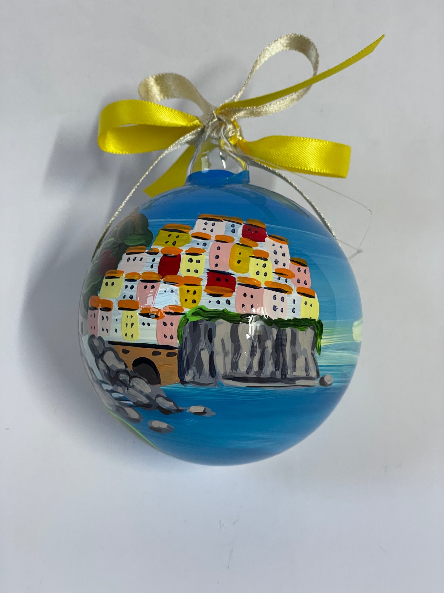 Cinque Terre, Liguria – Hand-Painted Glass Ornament | Italy Souvenir