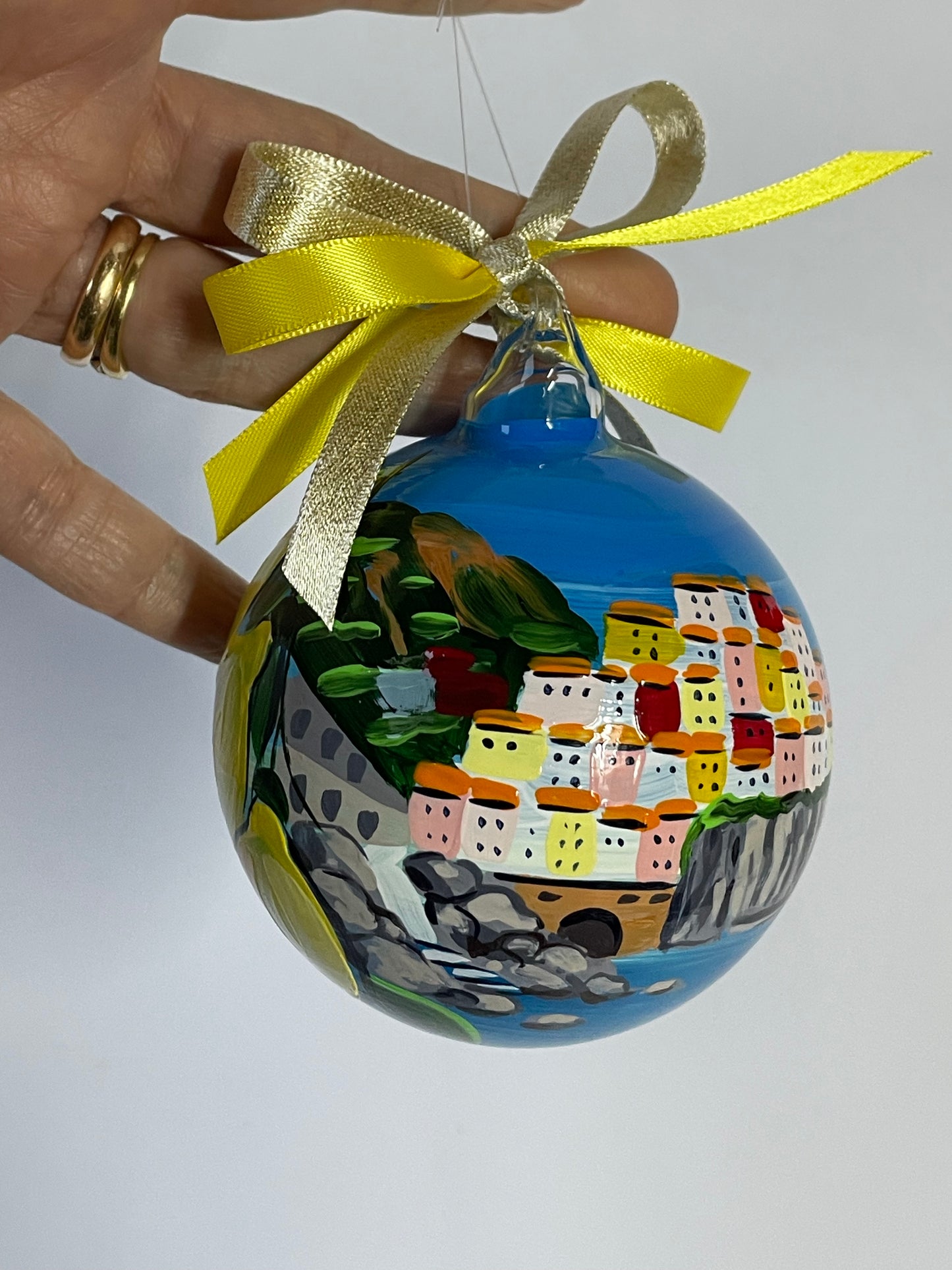 Cinque Terre, Liguria – Hand-Painted Glass Ornament | Italy Souvenir